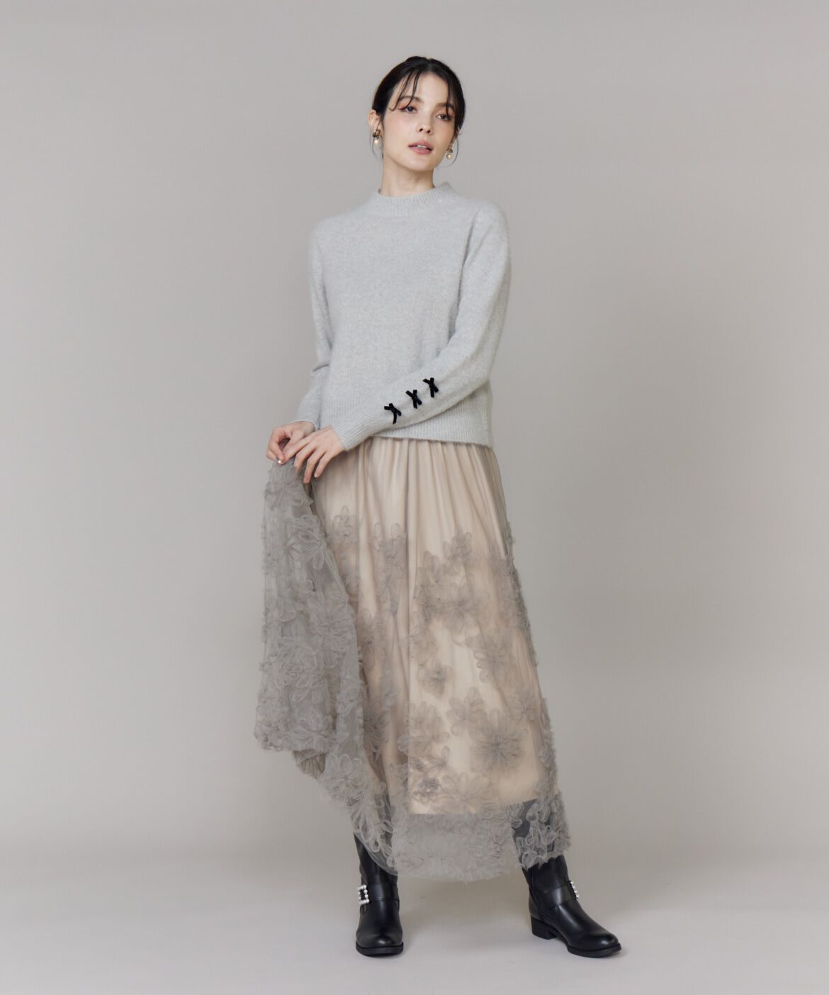 Maglie le cassetto「ベロアリボンフォックスプルオーバー」|ニット・セーター|