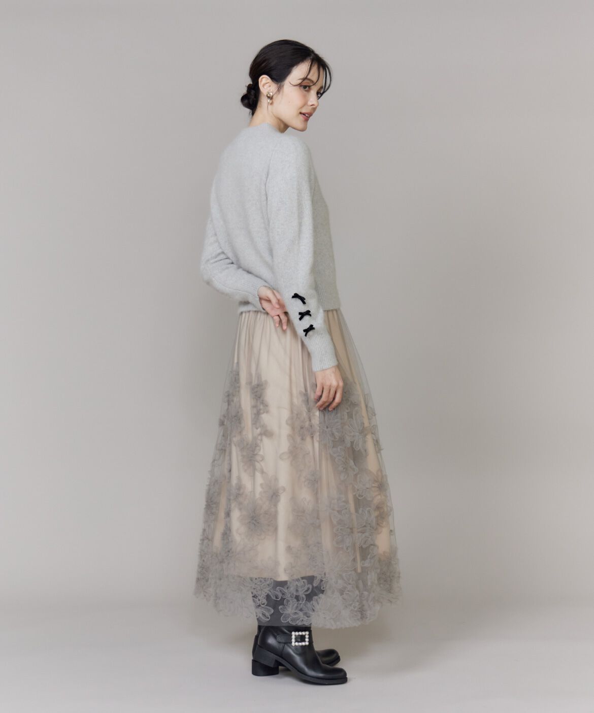 Maglie le cassetto「ベロアリボンフォックスプルオーバー」|ニット・セーター|