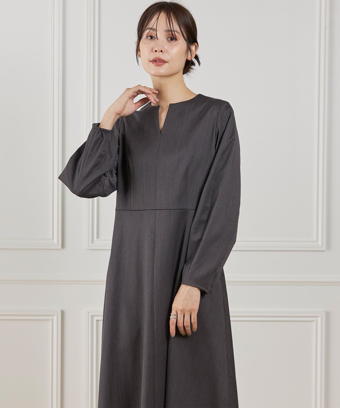 INED「キーネックワンピース　」|ワンピース|チャコールグ 3