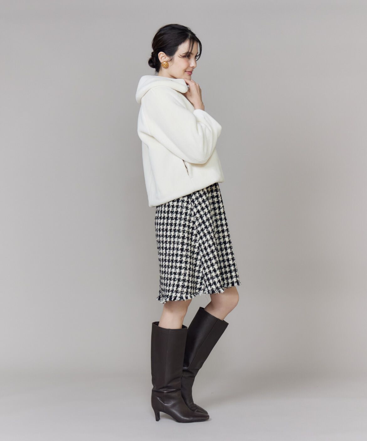 Maglie le cassetto「Vネック千鳥柄ワンピース」|ワンピース|