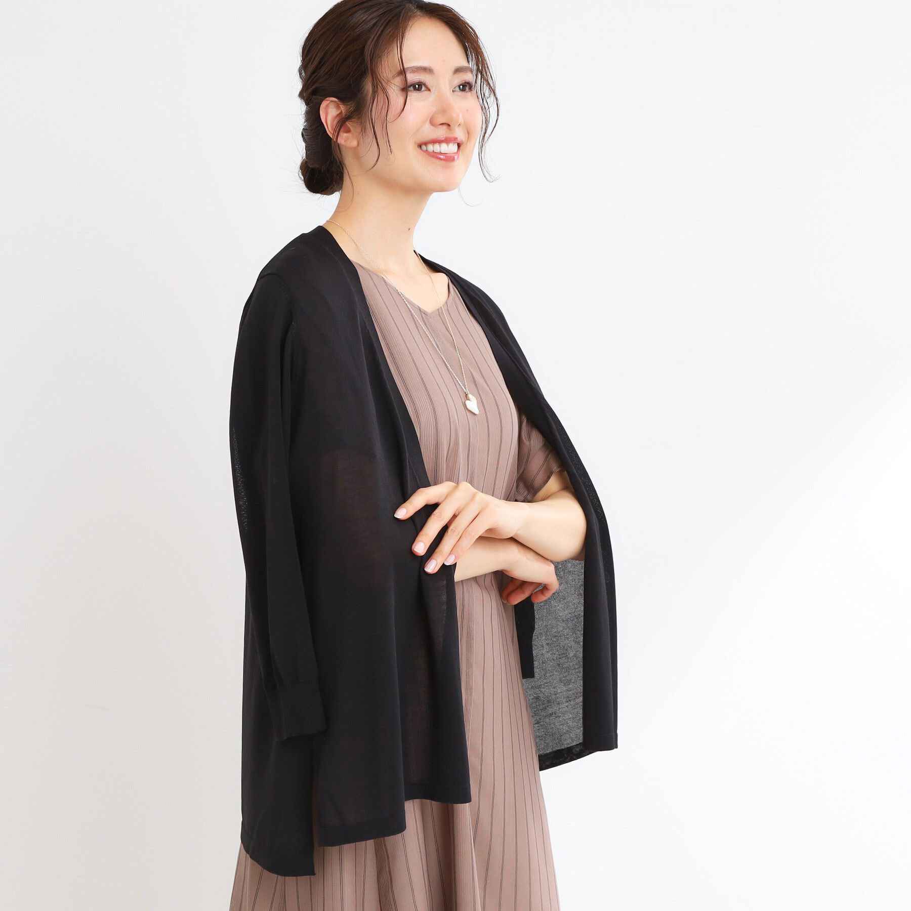 Reflect「【WEB先行カラーあり／手洗い可】涼しげスリットカーディガン」|カーディガン|ブラック(019)