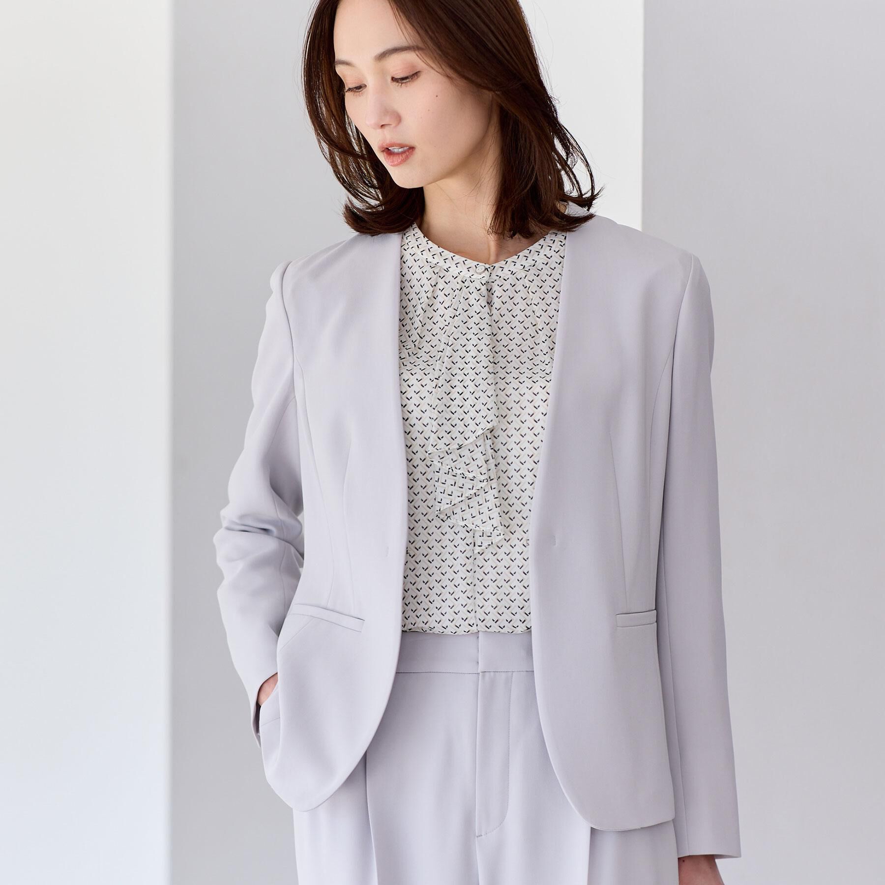 Reflect「【フォーマル／入卒／セットアップ可】ノーカラージャケット」|ノーカラージャケット|ライトグレー(011