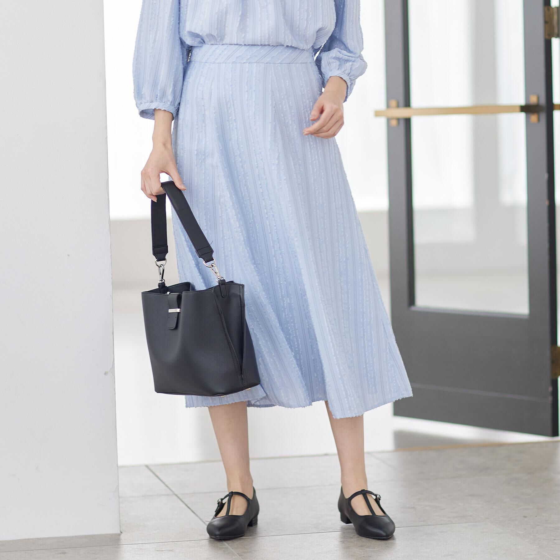 Reflect「【セットアップ可】ストライプ柄ジャカードスカート」|スカート|サックスブルー(39