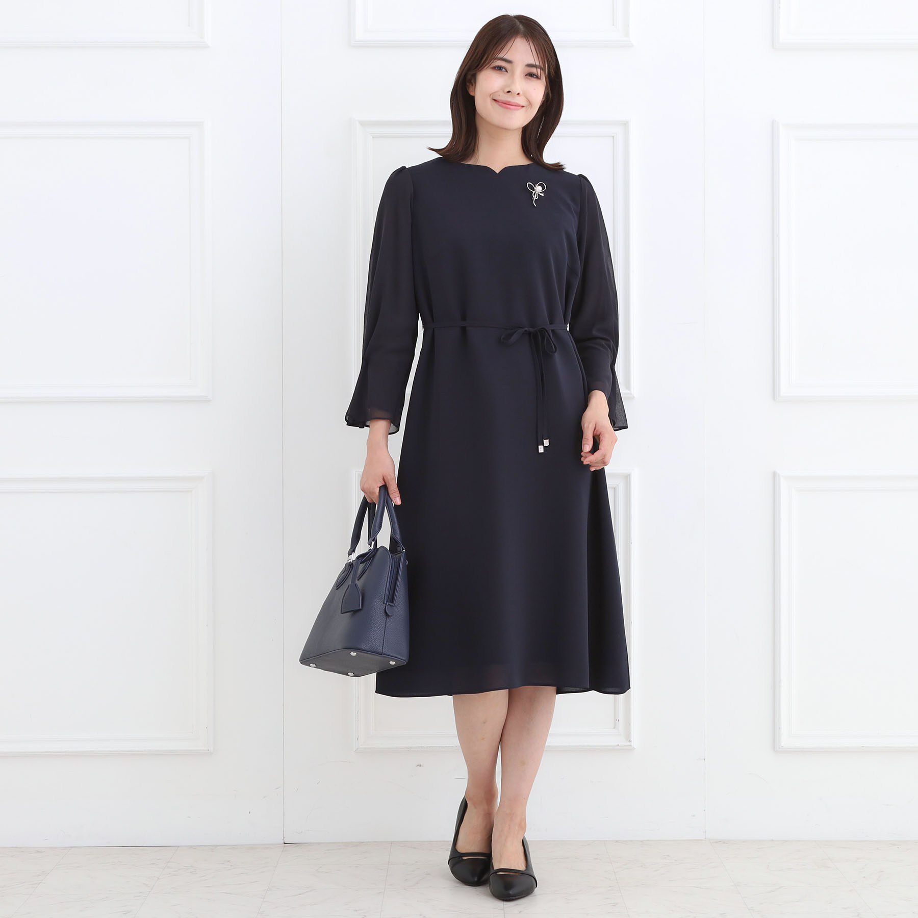 Reflect「【フォーマル／入卒／付属リボン付き】スリーブデザインジョーゼットワンピース」|ワンピース|