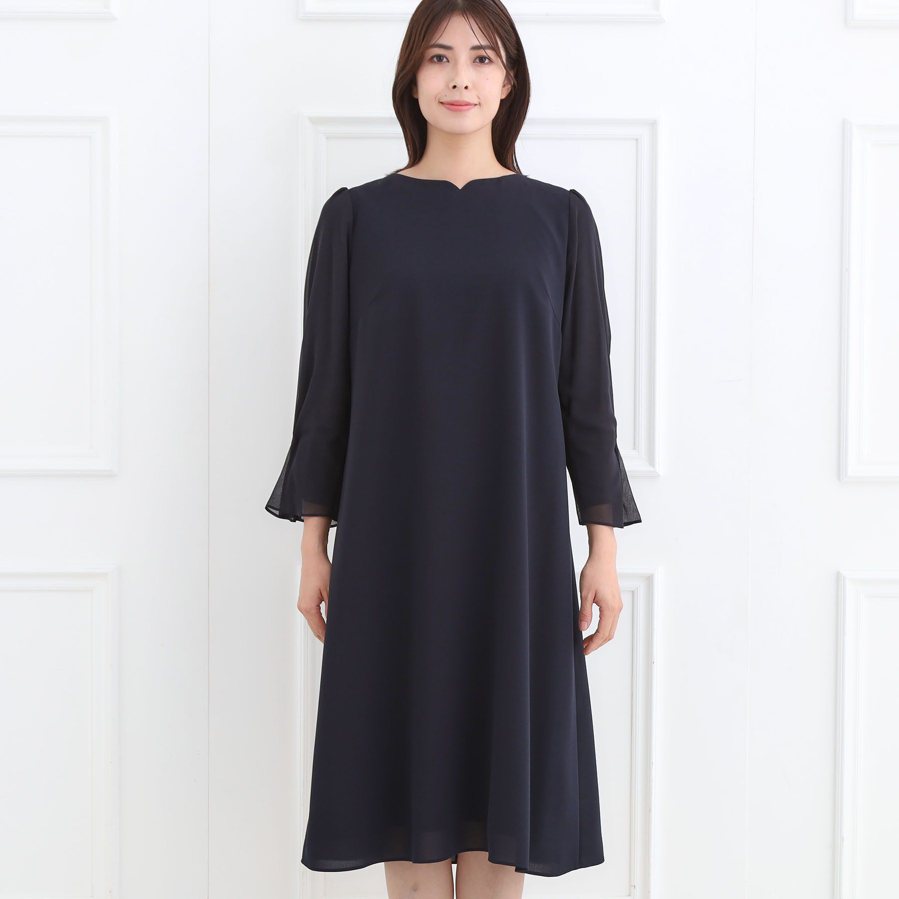 Reflect「【フォーマル／入卒／付属リボン付き】スリーブデザインジョーゼットワンピース」|ワンピース|