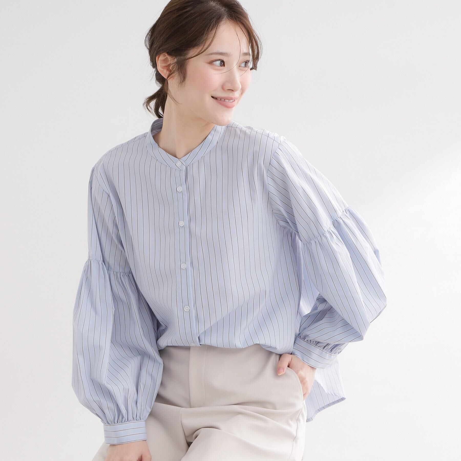 Reflect「【レイヤードにおすすめ◎】バンドカラーボリュームスリーブシャツ」|シャツ・ブラウス|