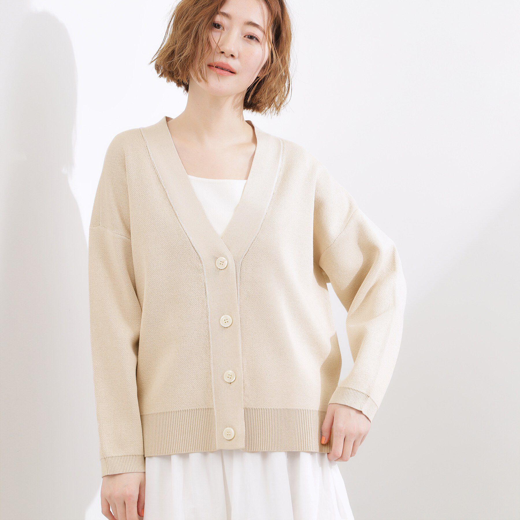 grove「オーバーサイズVネックカーディガン」|カーディガン|グレージュ(050)