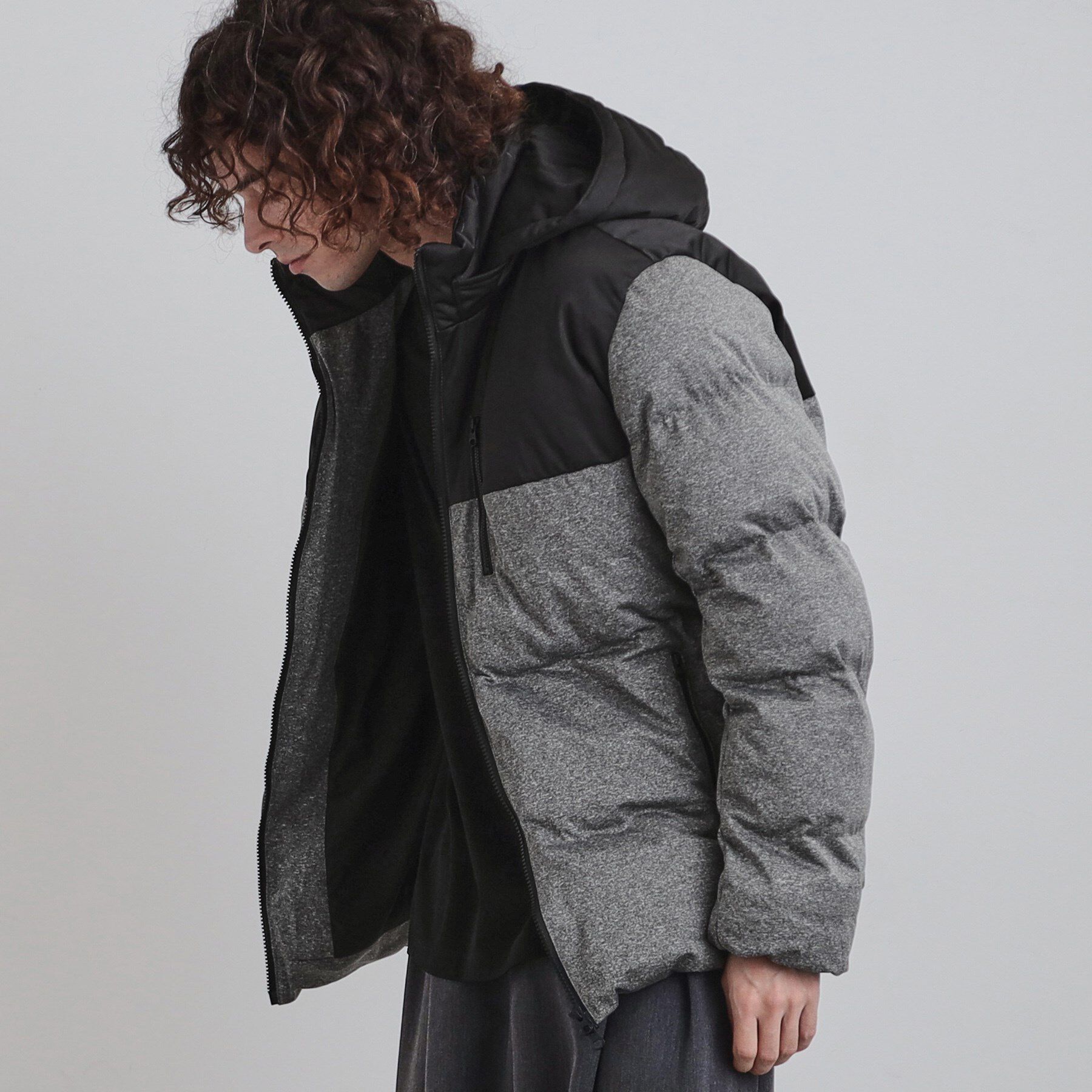tk.TAKEO KIKUCHI「ポリストレッチ中綿フードブルゾン」|ブルゾン・スタジャン|グレー(712)