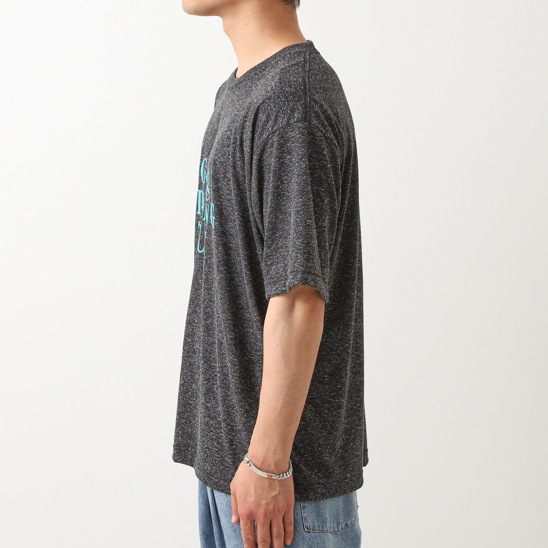 THE SHOP TK「ポリ麻プリント半袖Tシャツ【洗濯機OK】」|Tシャツ・カットソー|