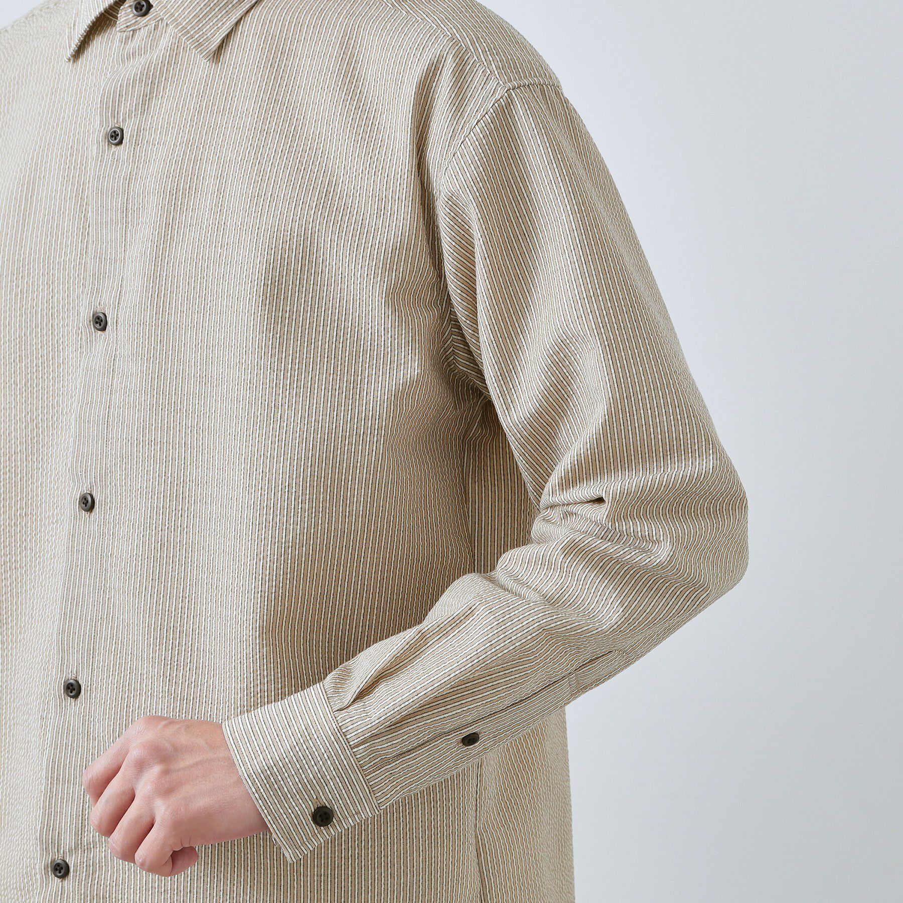 THE SHOP TK「【爽やかで好印象】サッカーストライプシャツ 洗濯機OK」|シャツ・ブラウス|