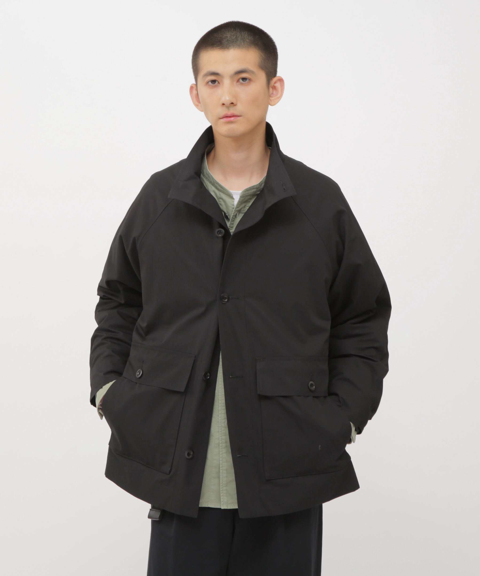 MHL.「WASHED COTTON PLAINWEAVE BLOUSON」|ブルゾン・スタジャン|BLACK