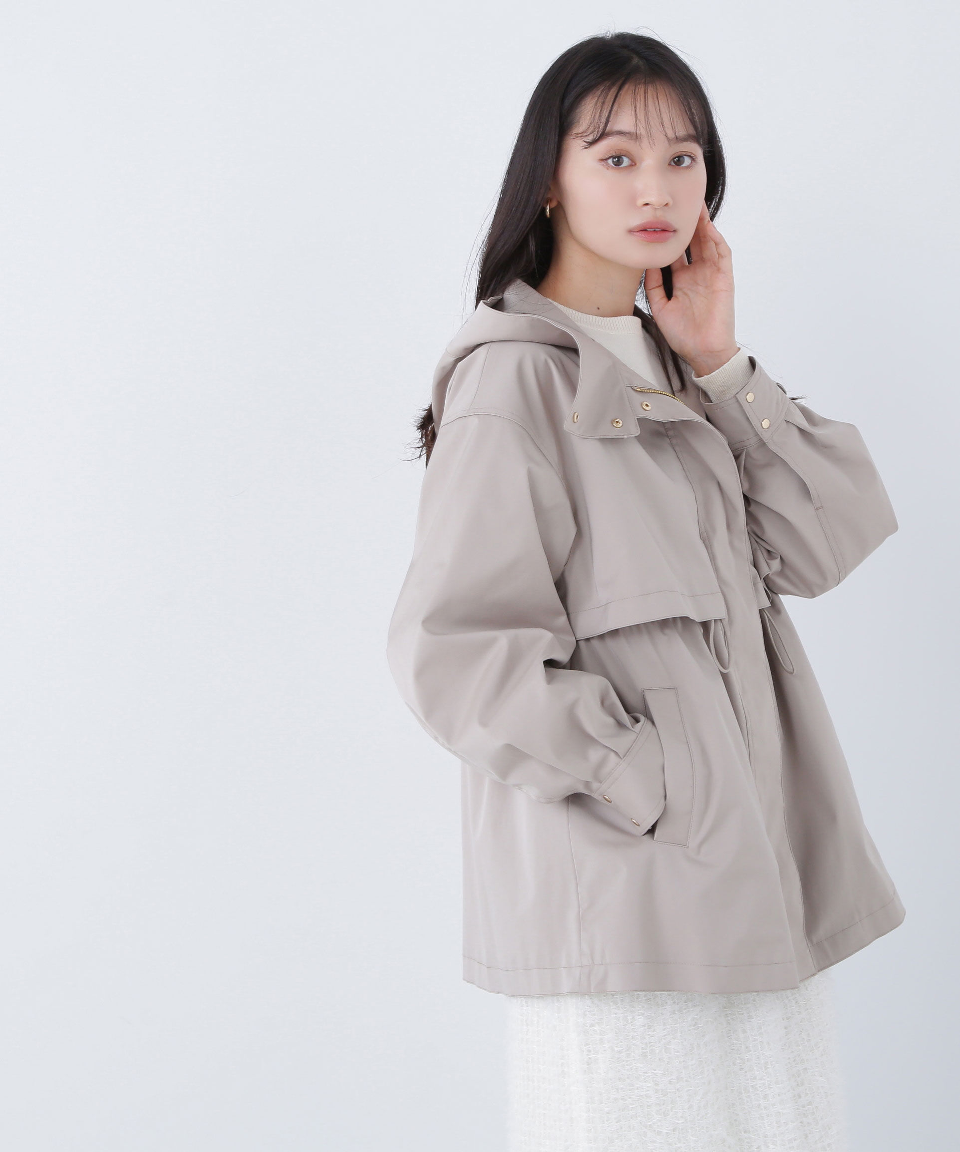  「フーディードロストブルゾン」|ブルゾン・スタジャン|ベージュ