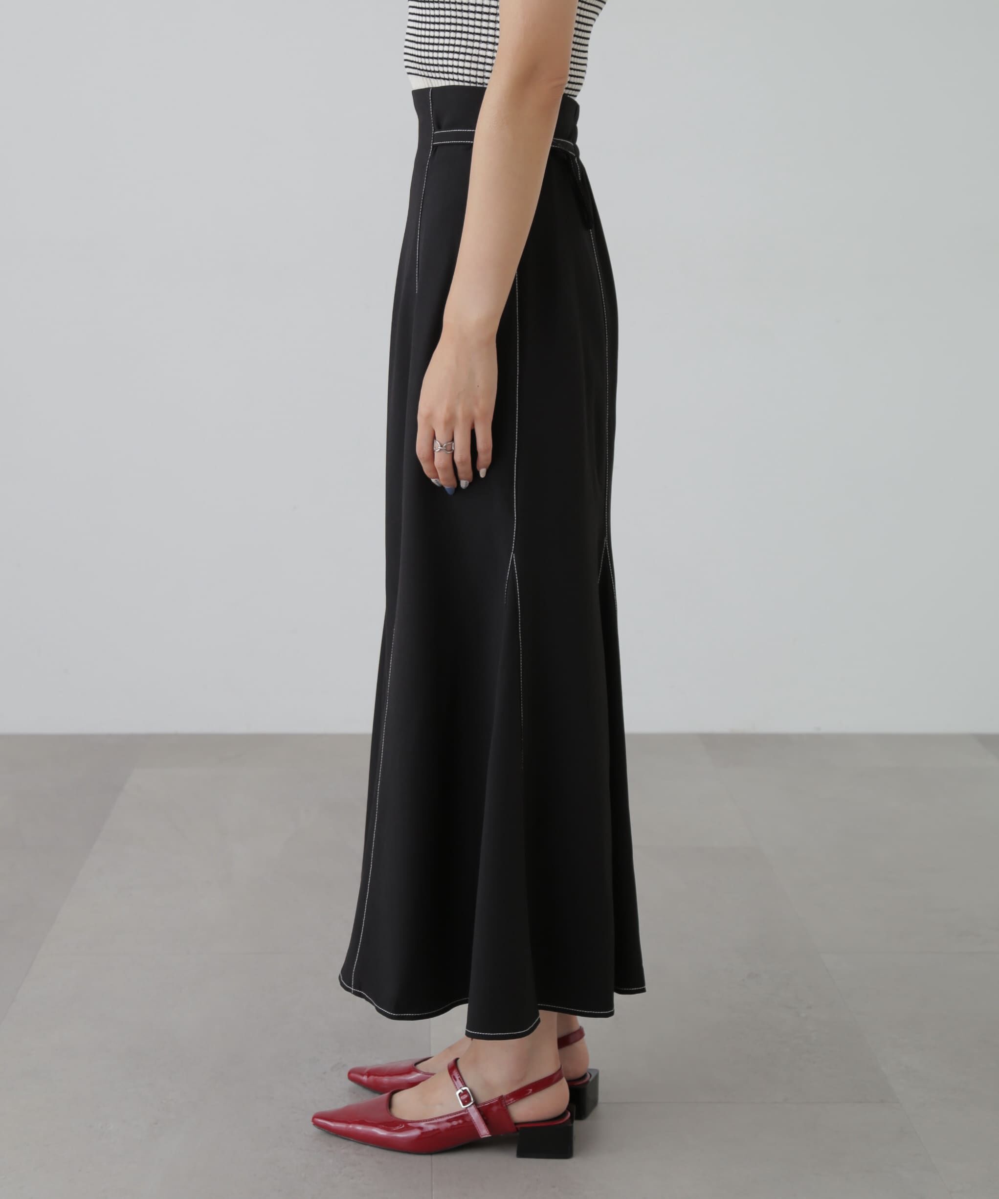  「[低身長サイズ/Sシリーズ]配色ステッチサイドベルトマーメイドスカート」|スカート|