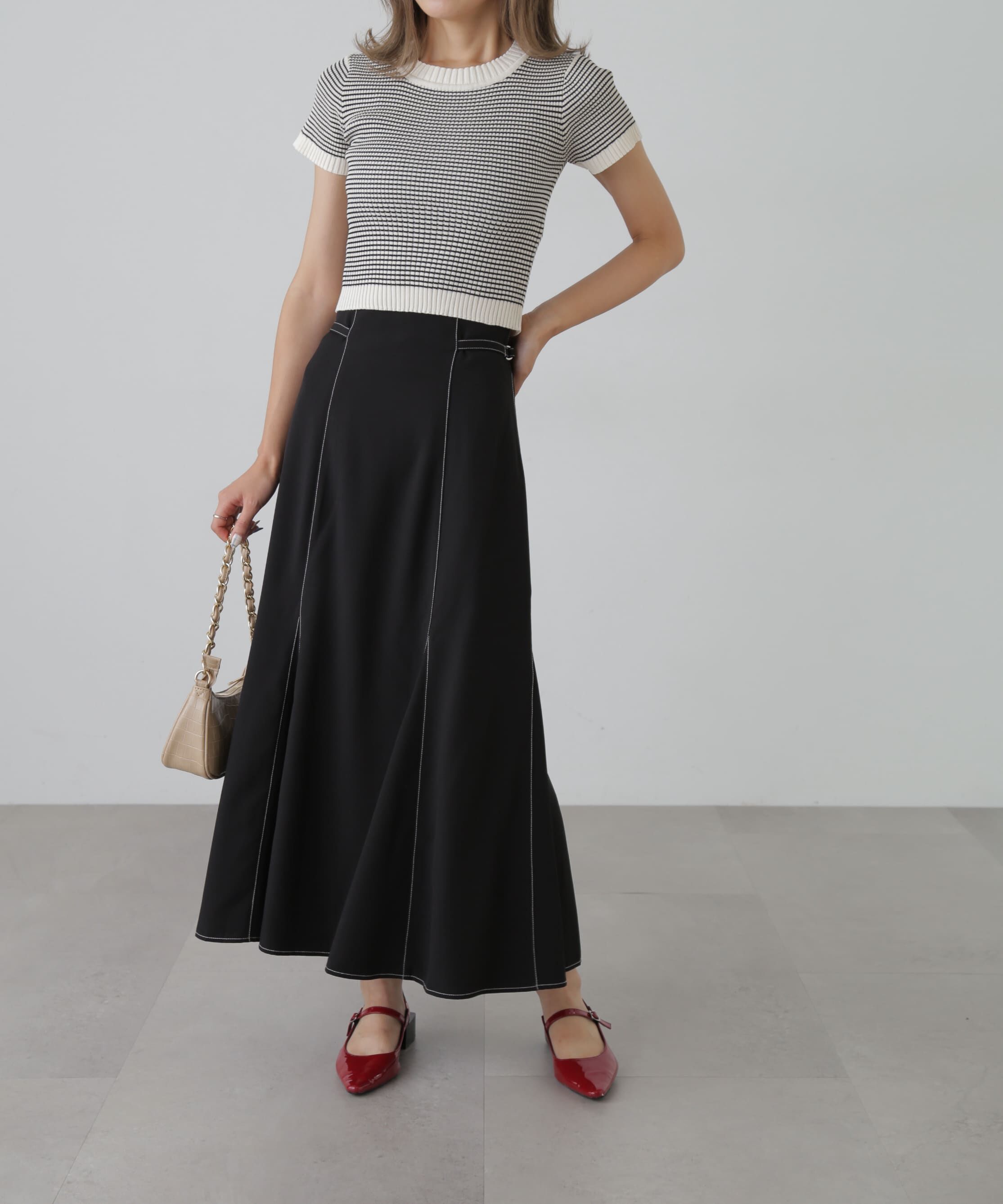  「[低身長サイズ/Sシリーズ]配色ステッチサイドベルトマーメイドスカート」|スカート|