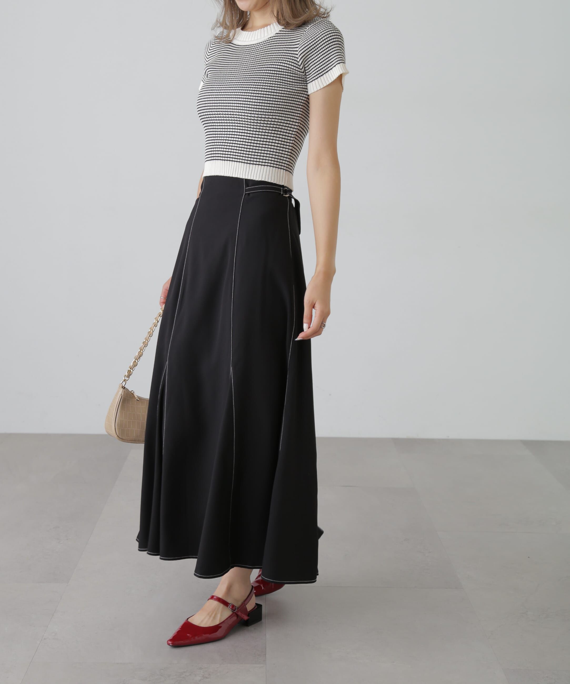  「[低身長サイズ/Sシリーズ]配色ステッチサイドベルトマーメイドスカート」|スカート|