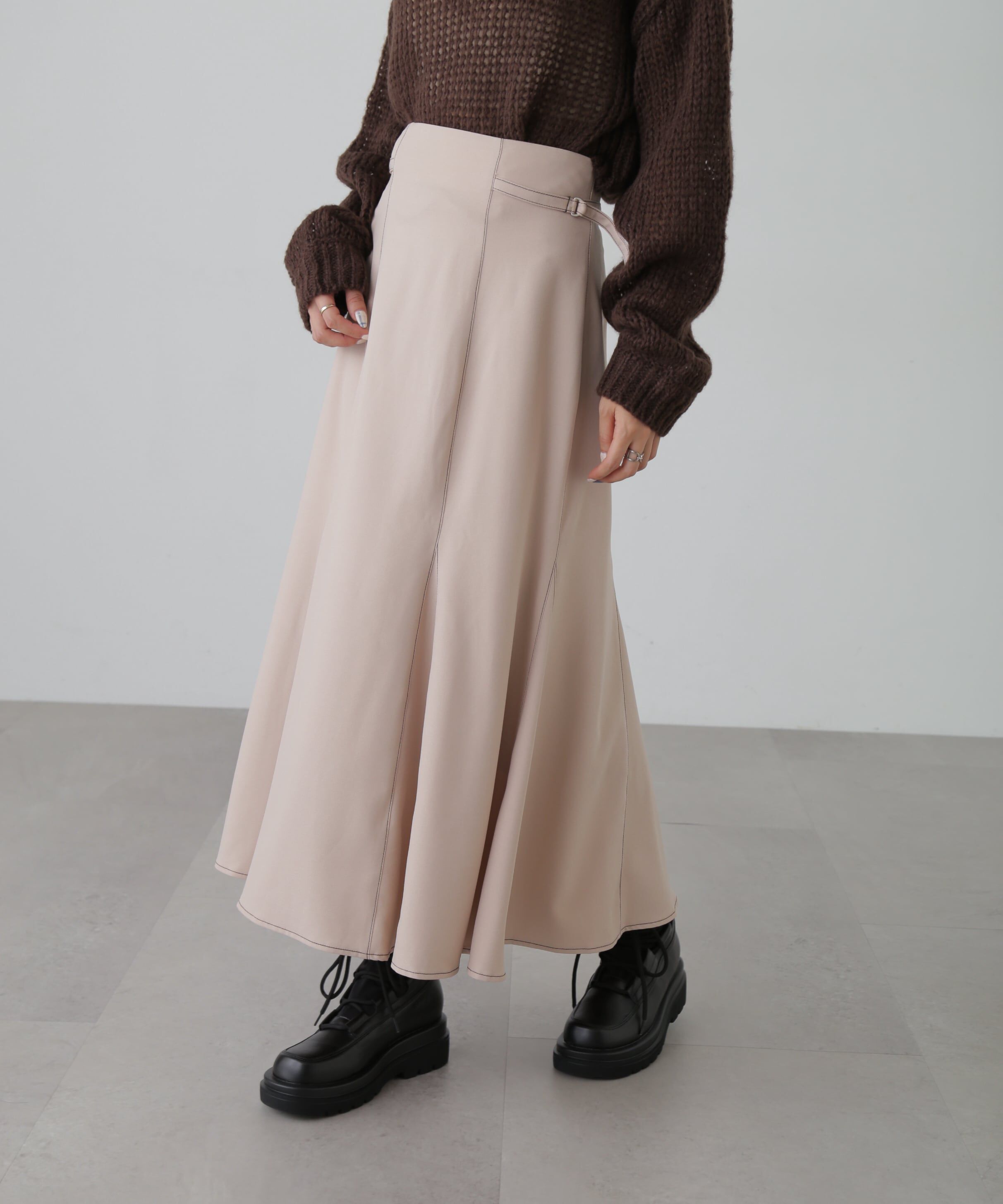  「[低身長サイズ/Sシリーズ]配色ステッチサイドベルトマーメイドスカート」|スカート|