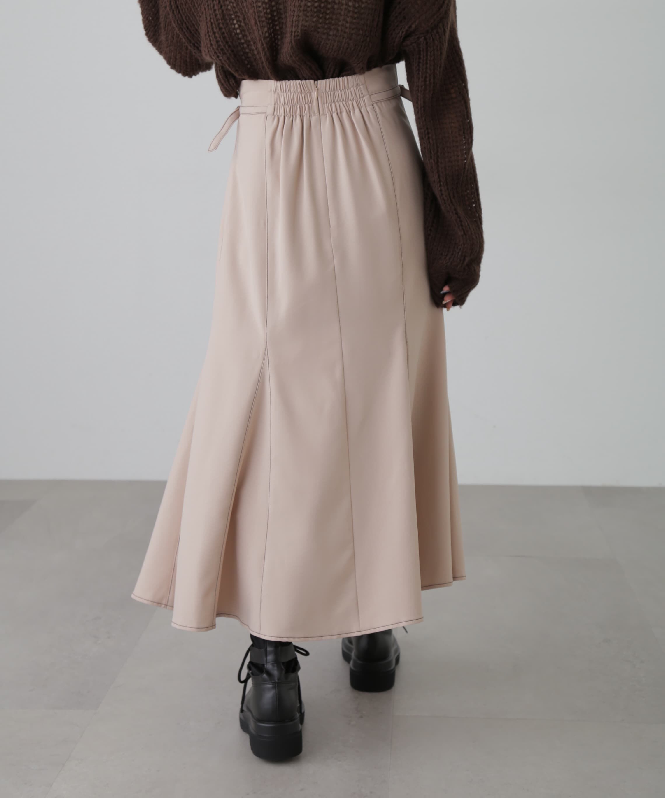  「[低身長サイズ/Sシリーズ]配色ステッチサイドベルトマーメイドスカート」|スカート|