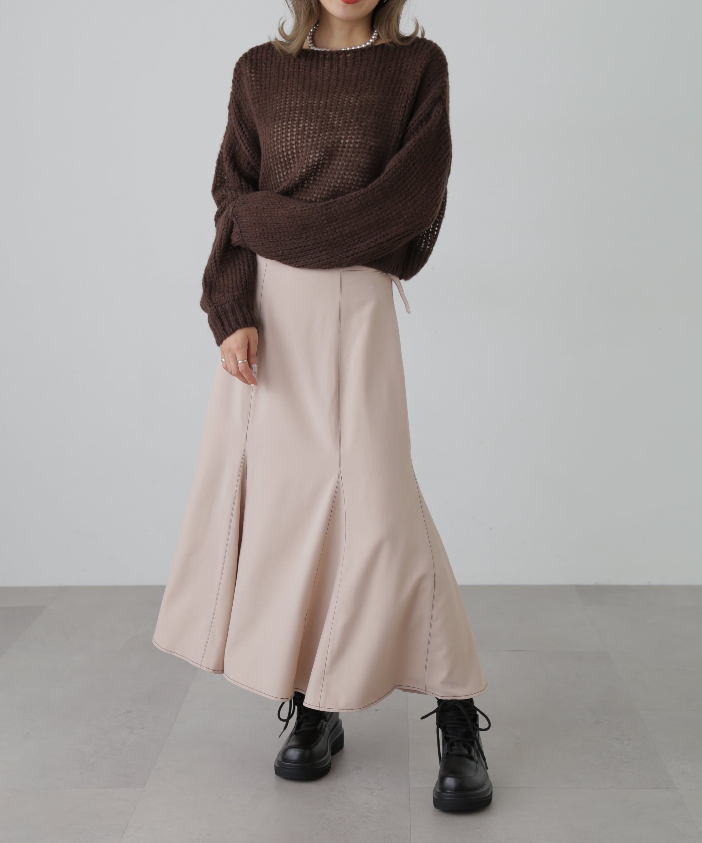  「[低身長サイズ/Sシリーズ]配色ステッチサイドベルトマーメイドスカート」|スカート|