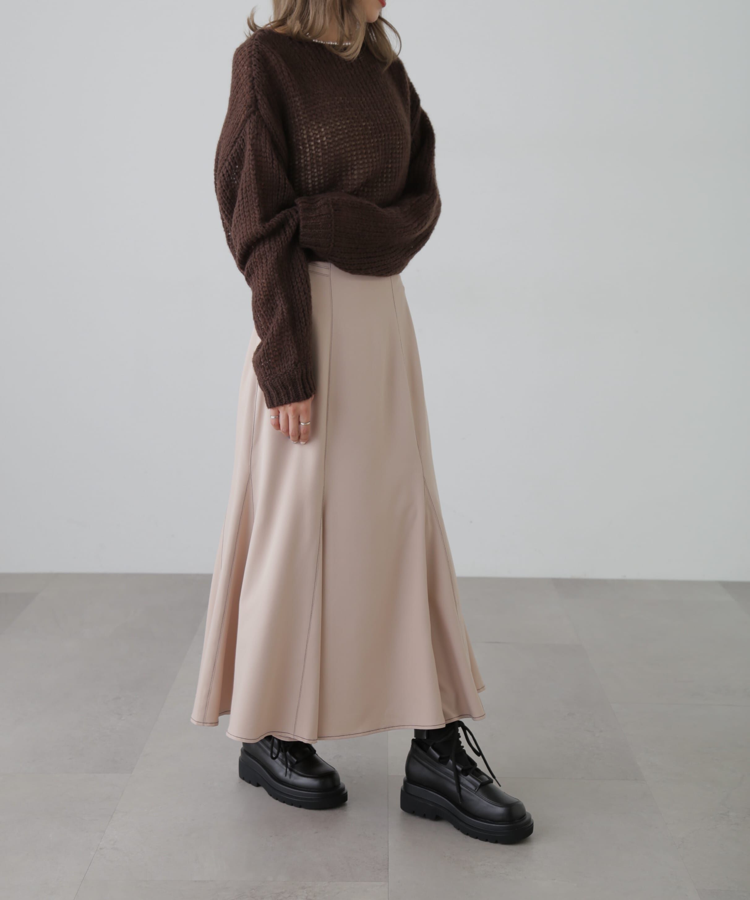  「[低身長サイズ/Sシリーズ]配色ステッチサイドベルトマーメイドスカート」|スカート|