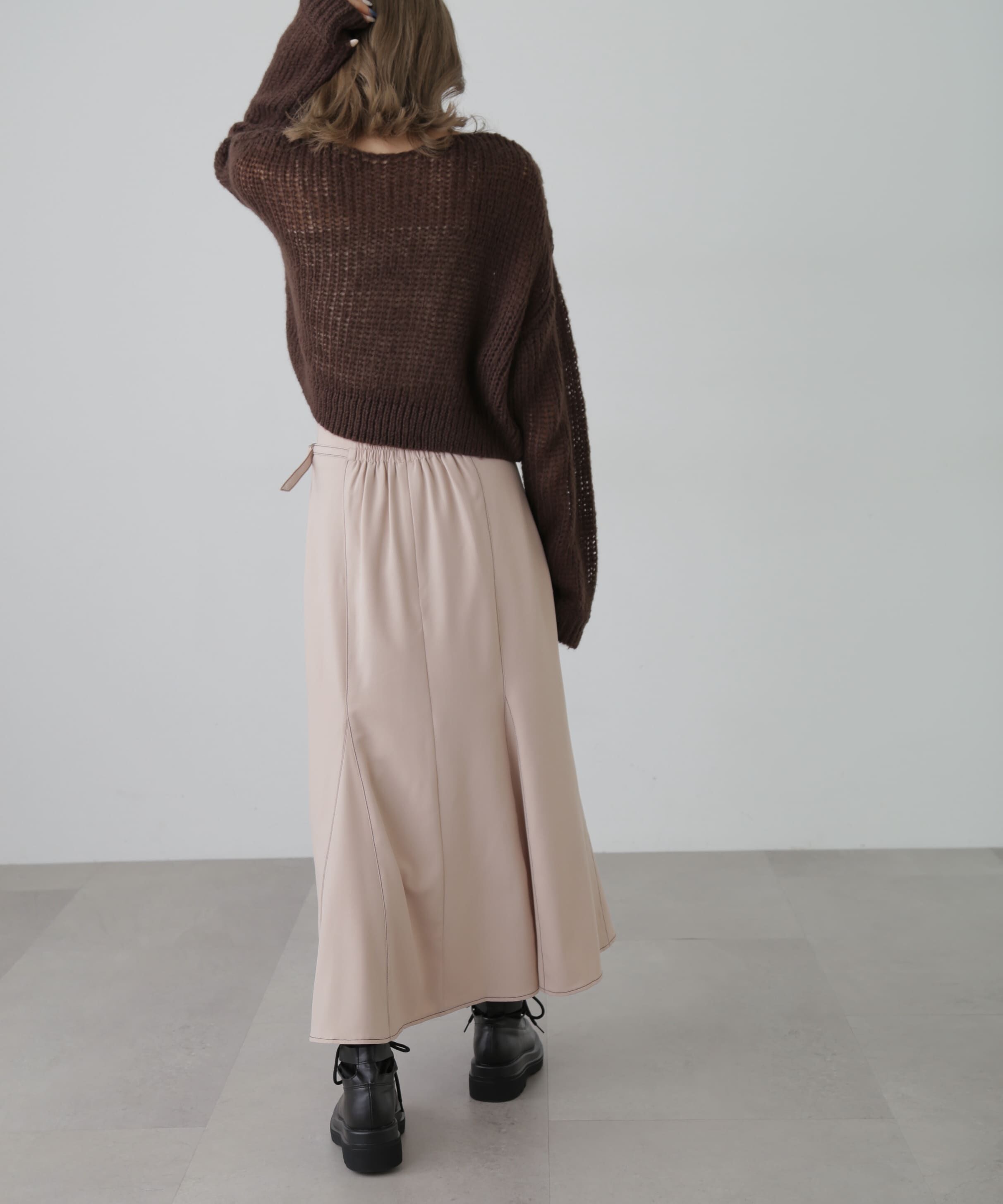  「[低身長サイズ/Sシリーズ]配色ステッチサイドベルトマーメイドスカート」|スカート|