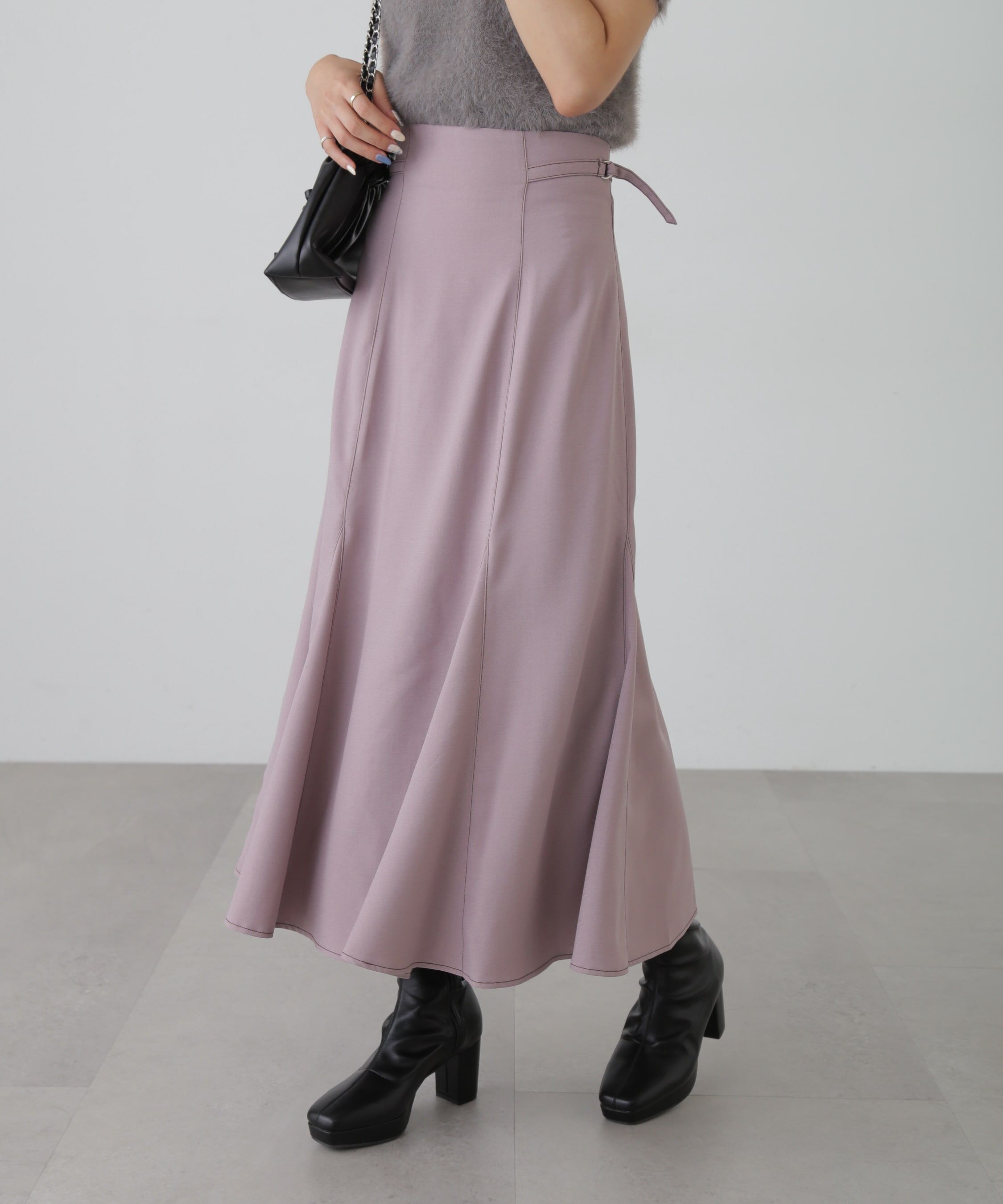  「[低身長サイズ/Sシリーズ]配色ステッチサイドベルトマーメイドスカート」|スカート|