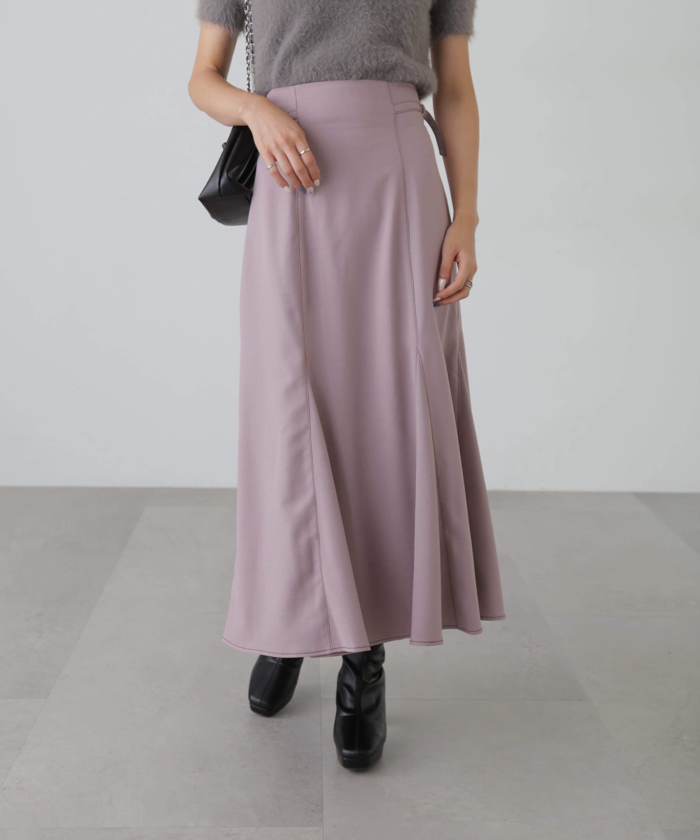  「[低身長サイズ/Sシリーズ]配色ステッチサイドベルトマーメイドスカート」|スカート|