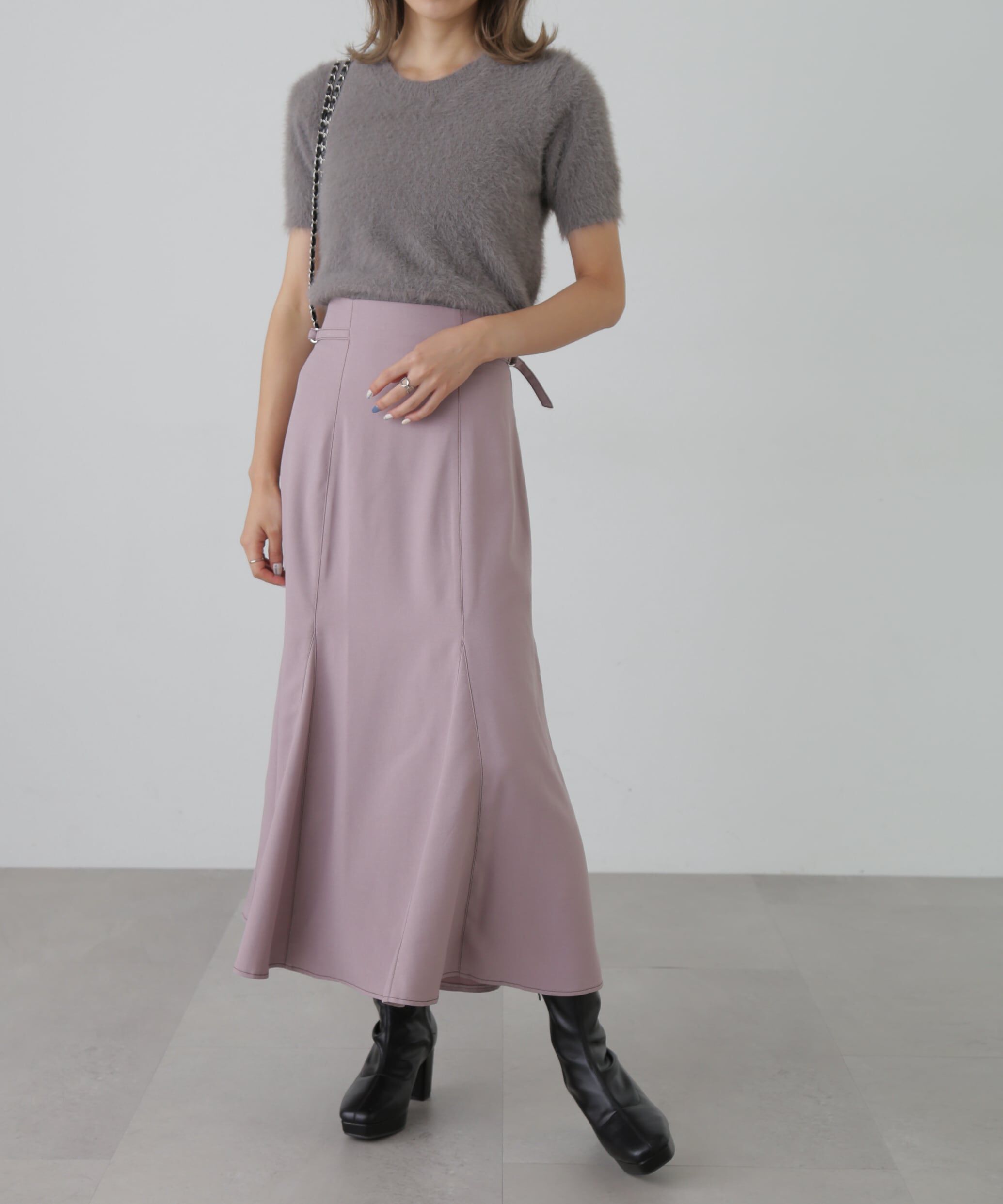  「[低身長サイズ/Sシリーズ]配色ステッチサイドベルトマーメイドスカート」|スカート|