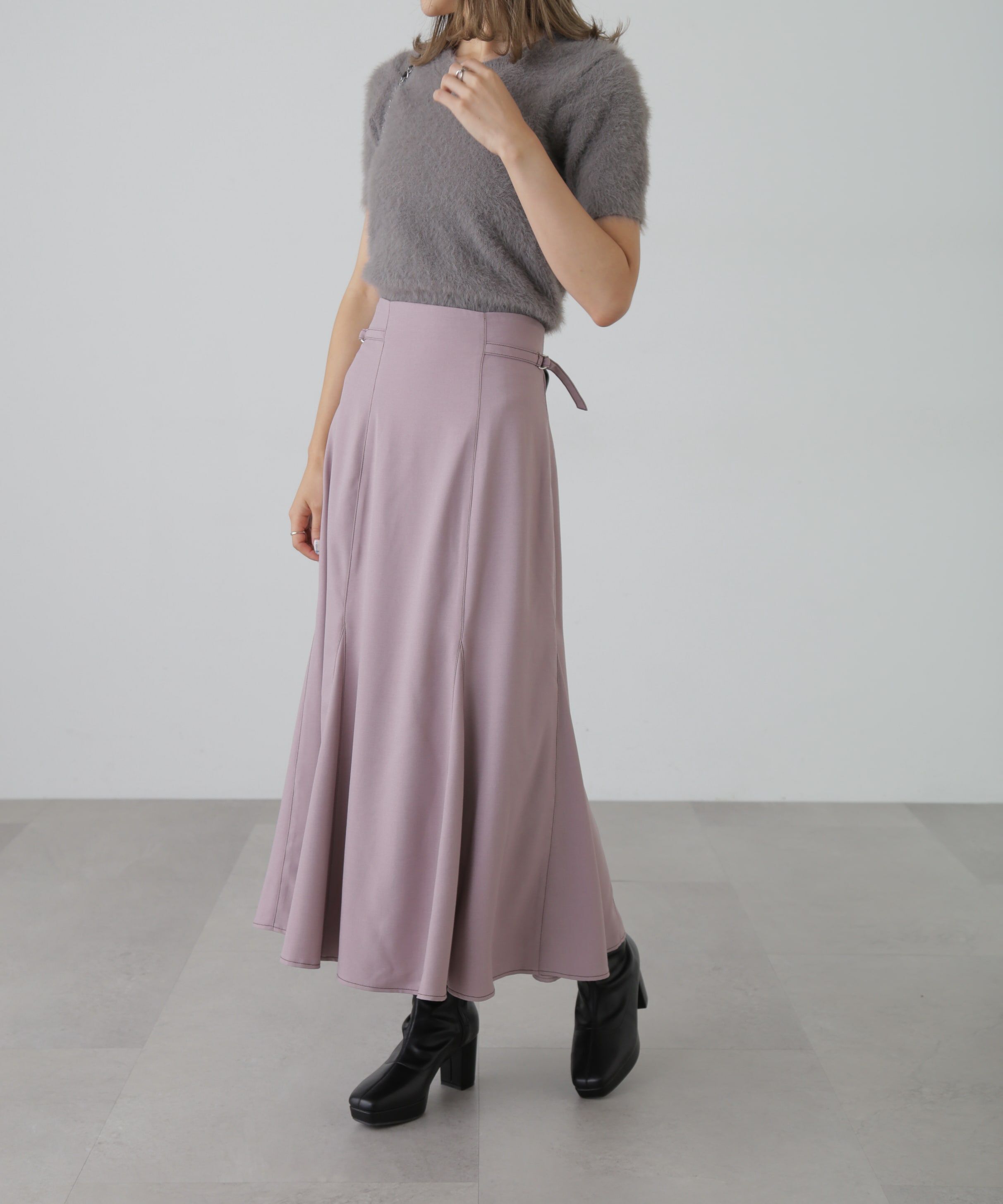  「[低身長サイズ/Sシリーズ]配色ステッチサイドベルトマーメイドスカート」|スカート|