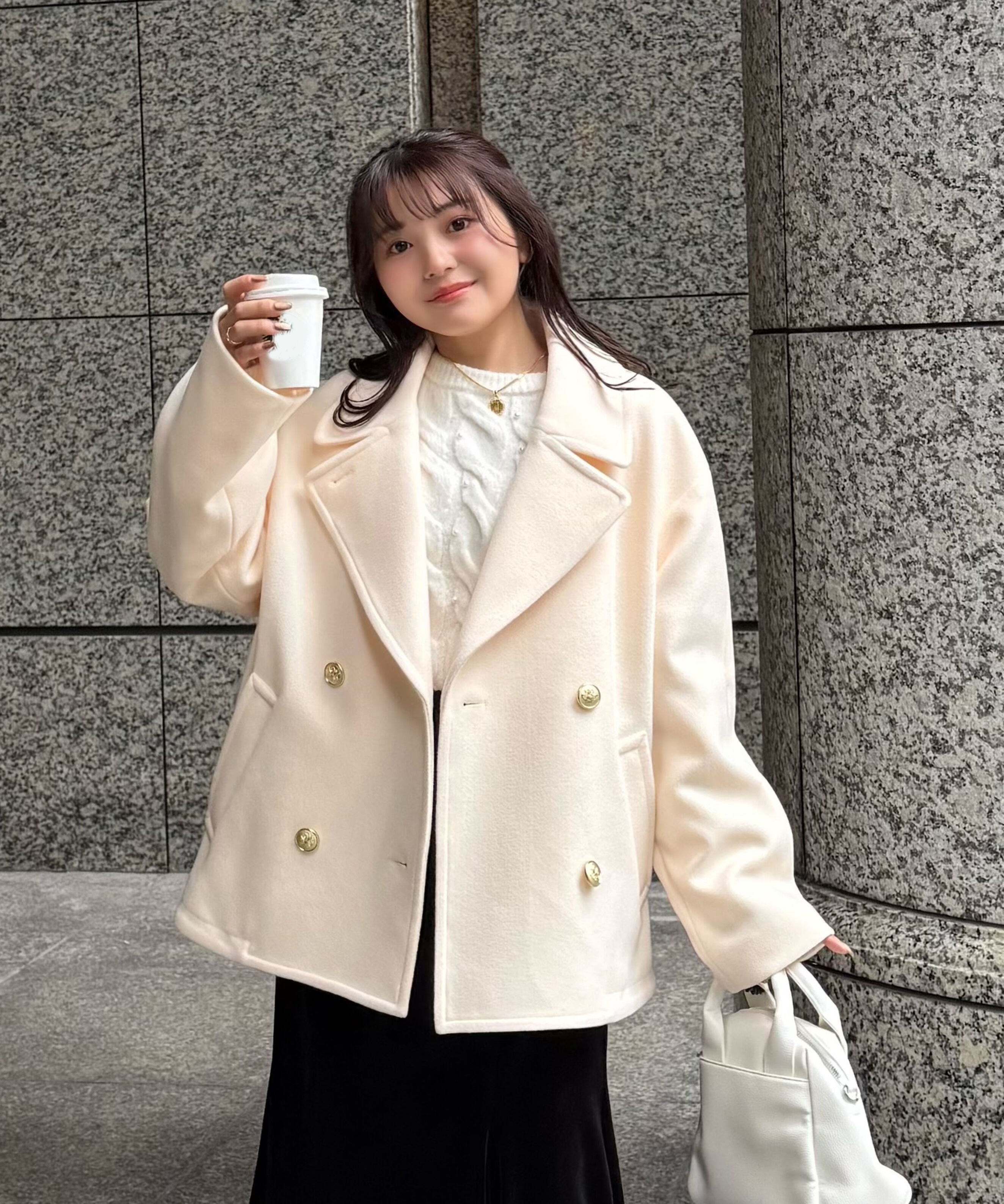  「ミドル丈オーバーピーコート〈ＭＦＭ〉」|ブルゾン・スタジャン|