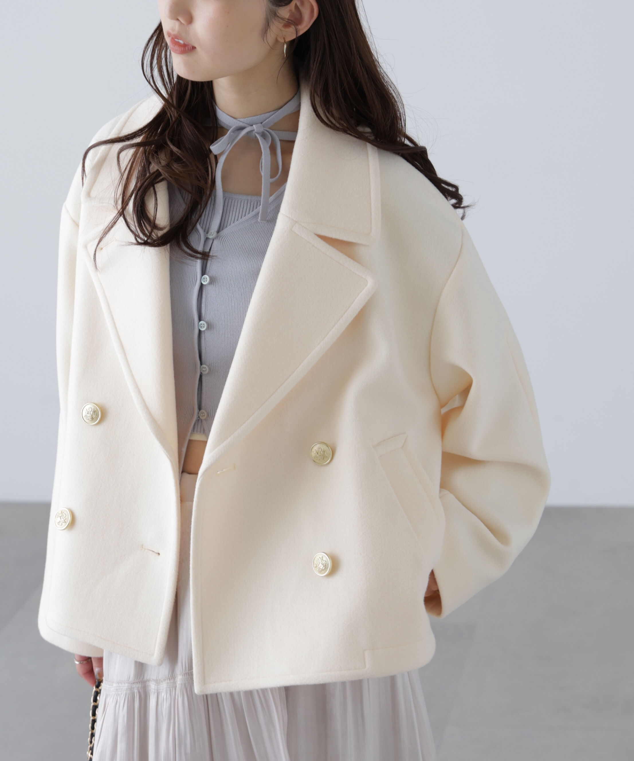  「ミドル丈オーバーピーコート〈ＭＦＭ〉」|ブルゾン・スタジャン|