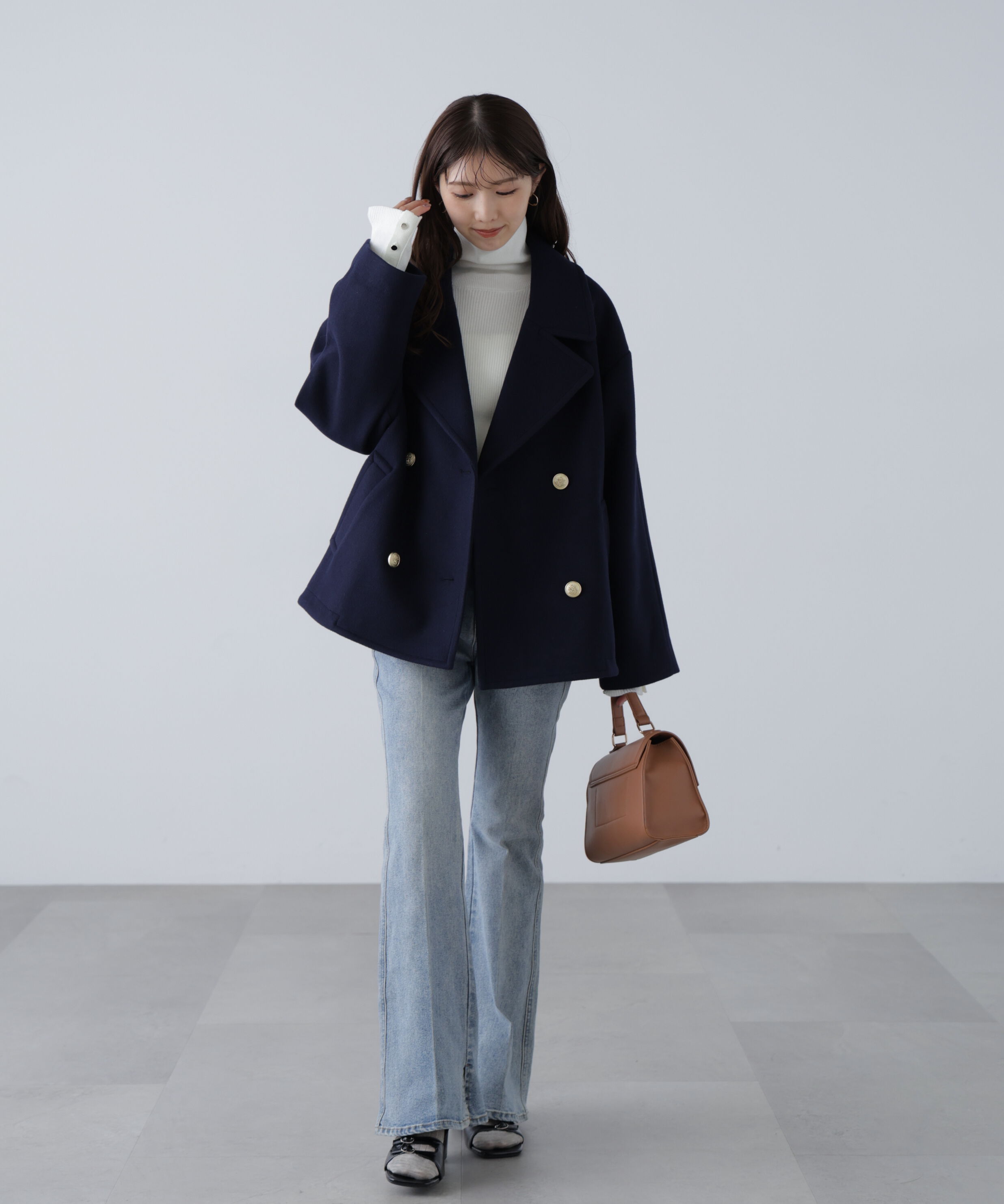  「ミドル丈オーバーピーコート〈ＭＦＭ〉」|ブルゾン・スタジャン|