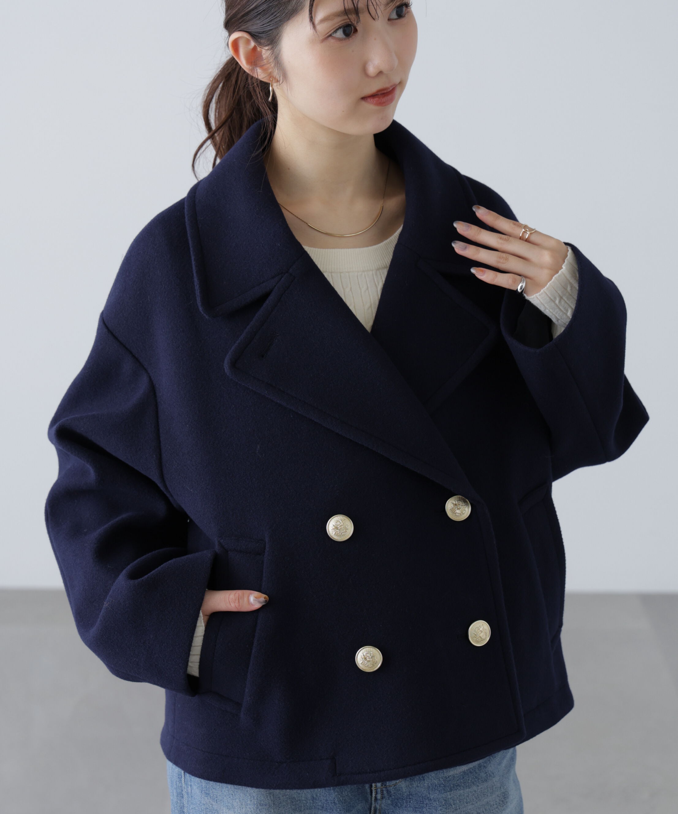  「ミドル丈オーバーピーコート〈ＭＦＭ〉」|ブルゾン・スタジャン|