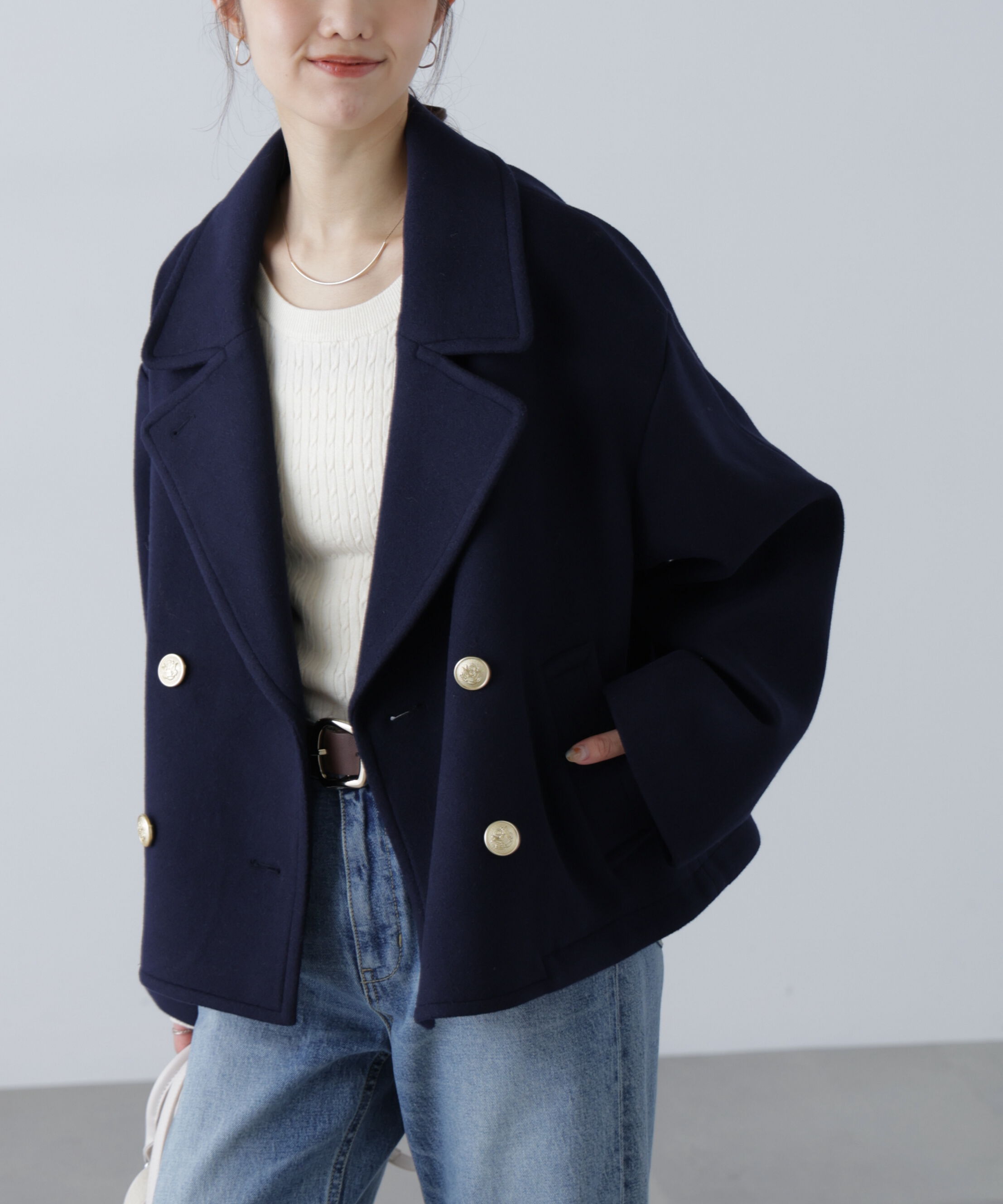  「ミドル丈オーバーピーコート〈ＭＦＭ〉」|ブルゾン・スタジャン|