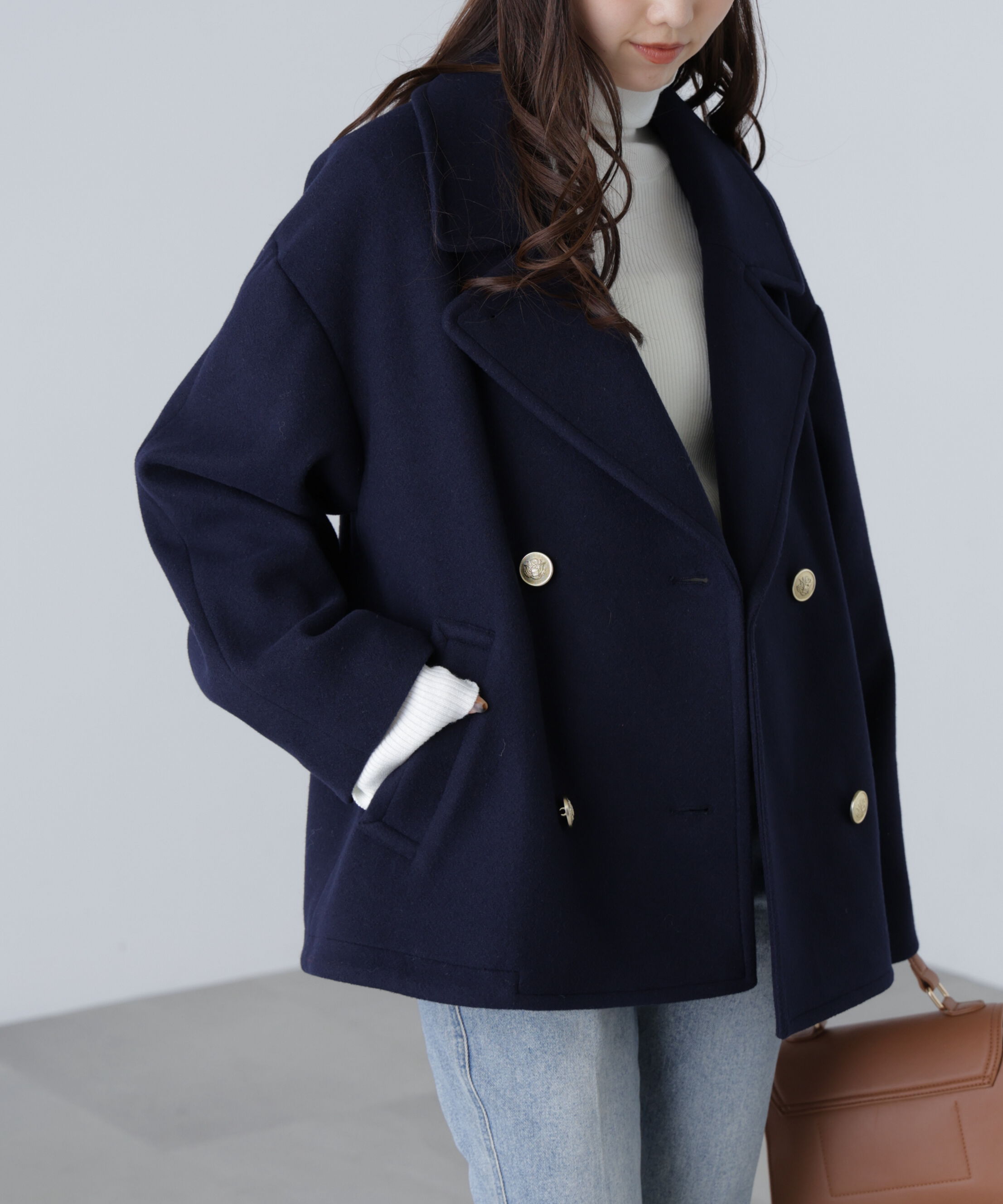  「ミドル丈オーバーピーコート〈ＭＦＭ〉」|ブルゾン・スタジャン|