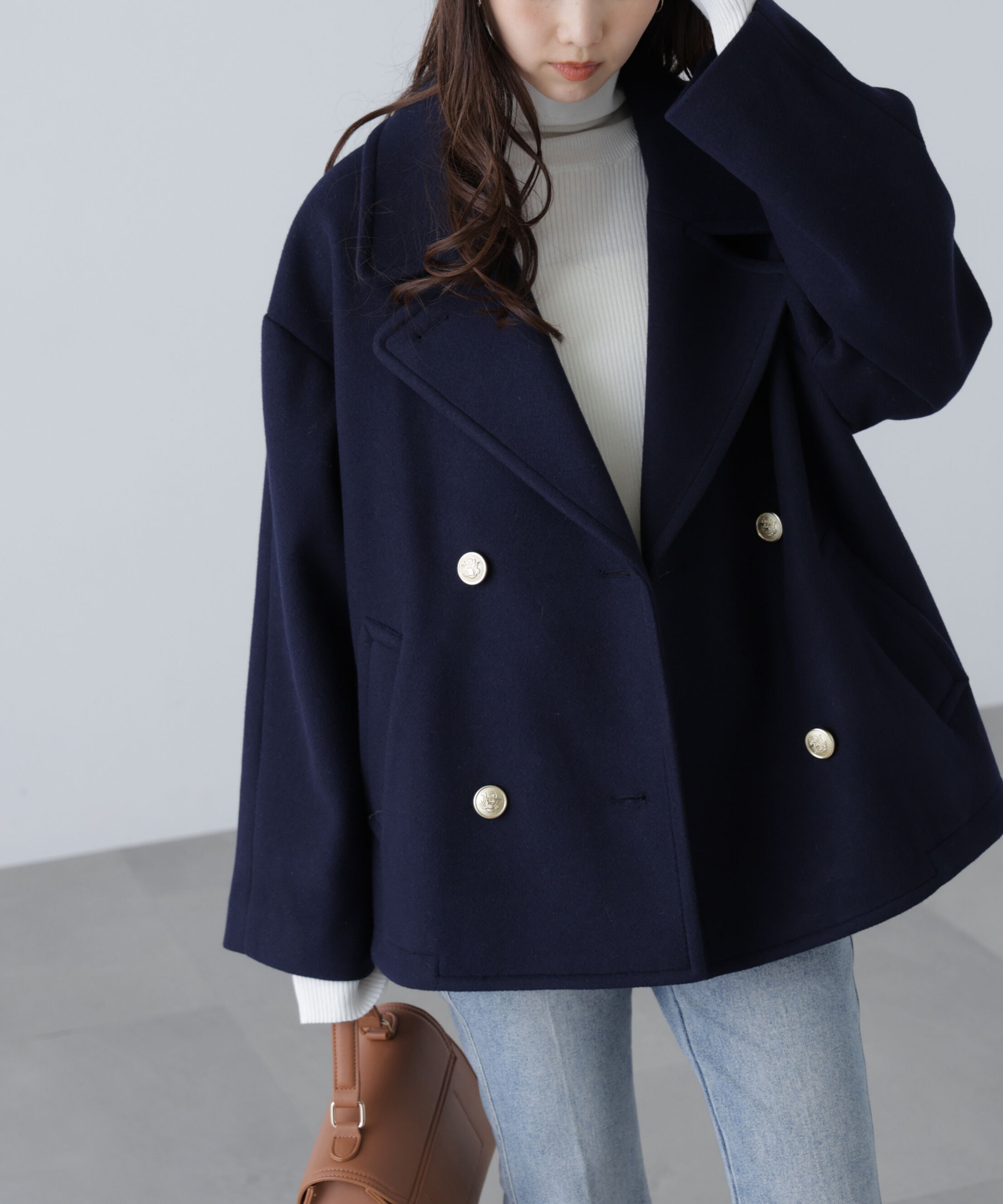  「ミドル丈オーバーピーコート〈ＭＦＭ〉」|ブルゾン・スタジャン|