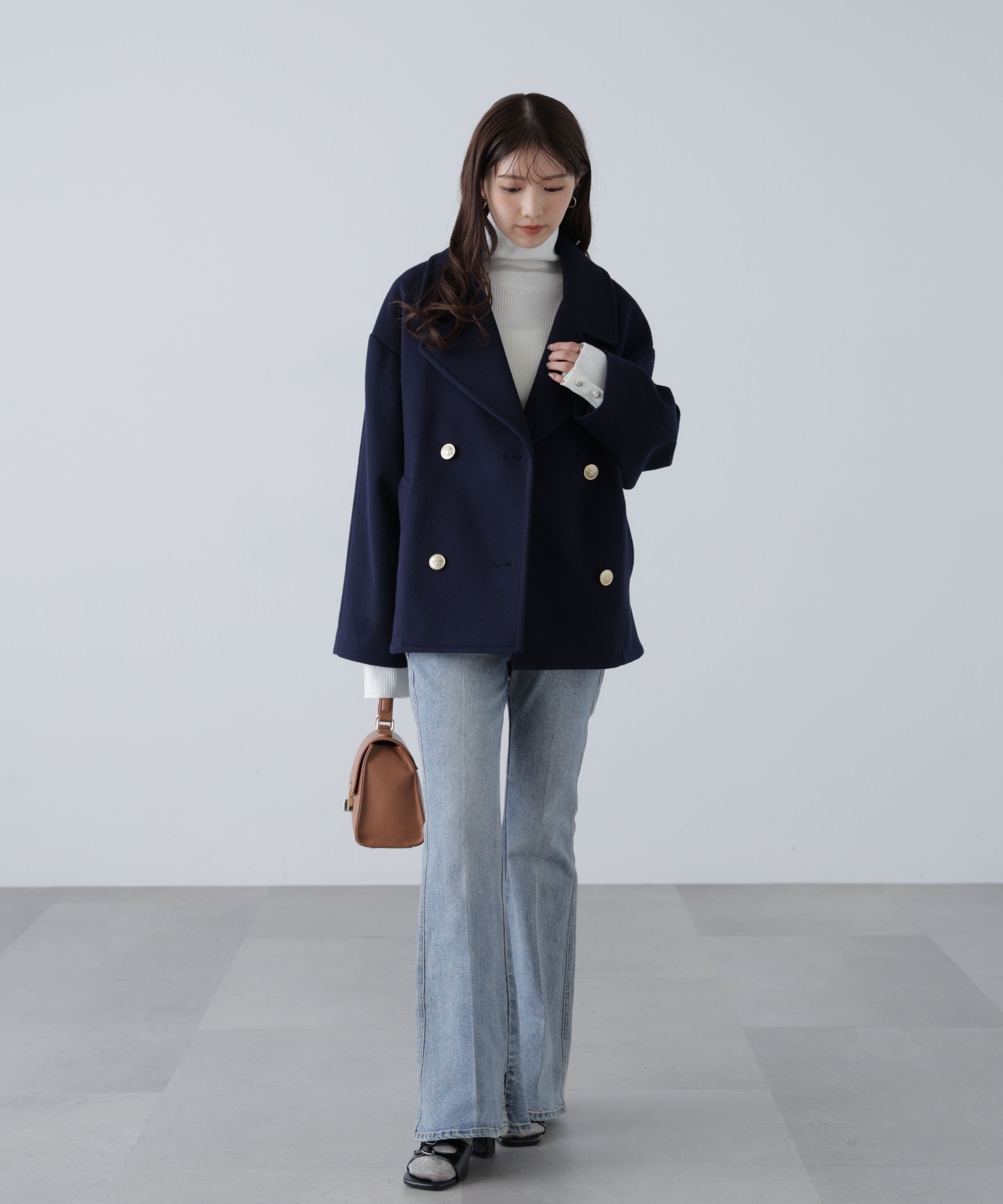  「ミドル丈オーバーピーコート〈ＭＦＭ〉」|ブルゾン・スタジャン|