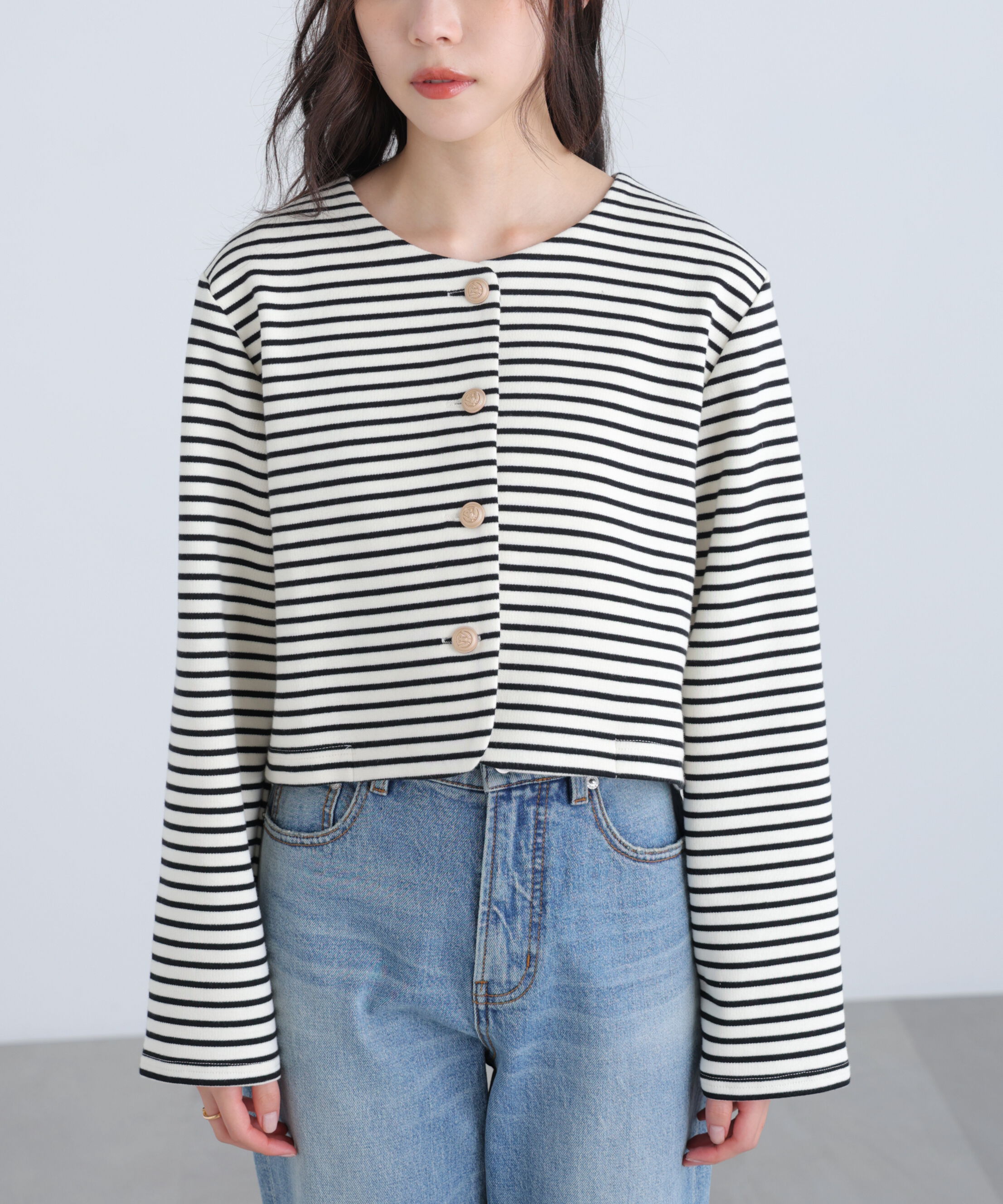  「金ボタンノーカラージャケット」|ブルゾン・スタジャン|