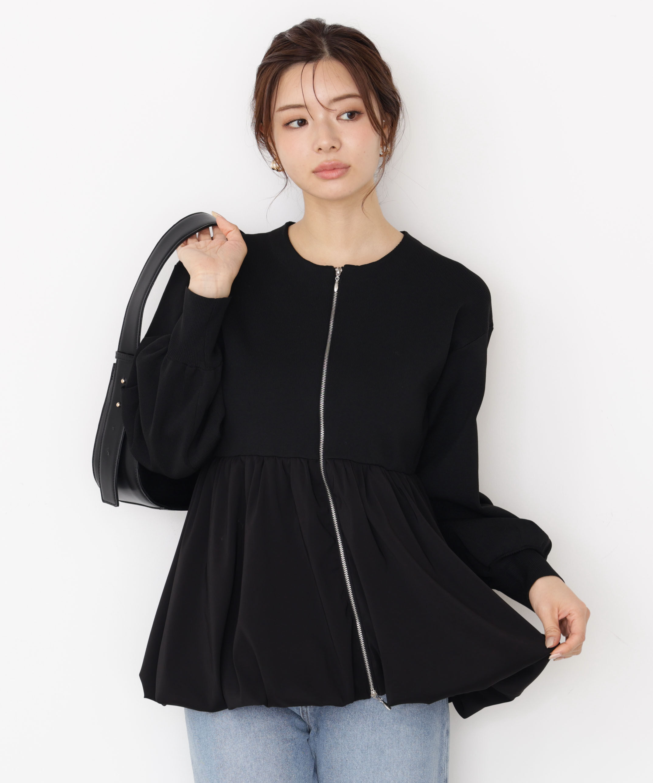 PROPORTION BODY DRESSING「バルーンニットブルゾン 25AW」|ブルゾン・スタジャン|ブラック