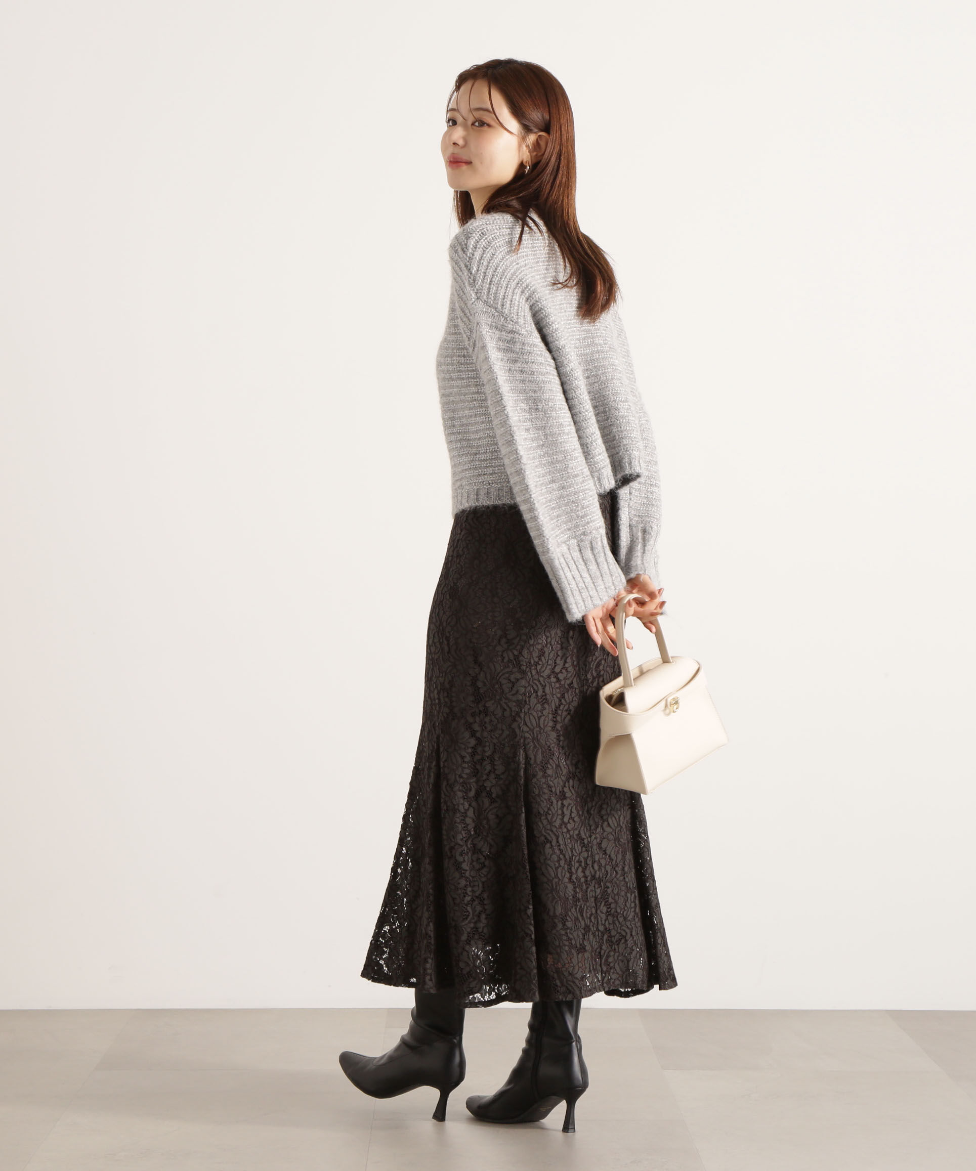 PROPORTION BODY DRESSING「ウールブレンドスタンドカラー畔ニット 25AW」|ニット・セーター|