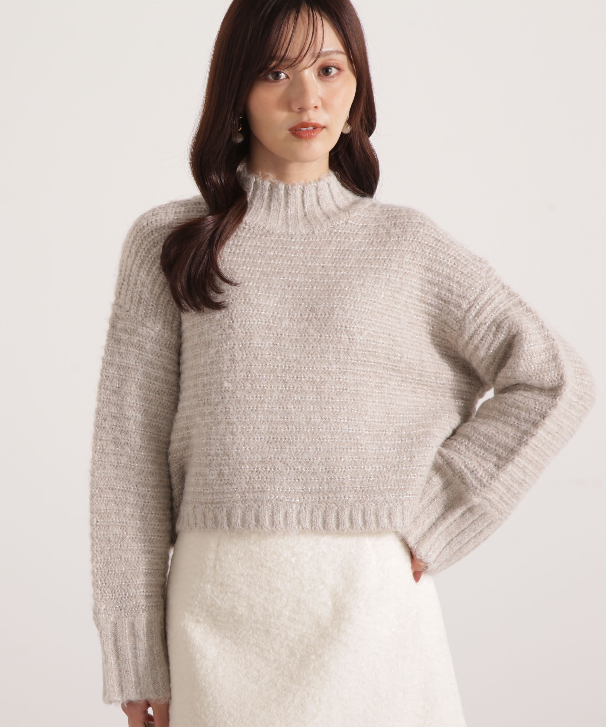 PROPORTION BODY DRESSING「ウールブレンドスタンドカラー畔ニット 25AW」|ニット・セーター|