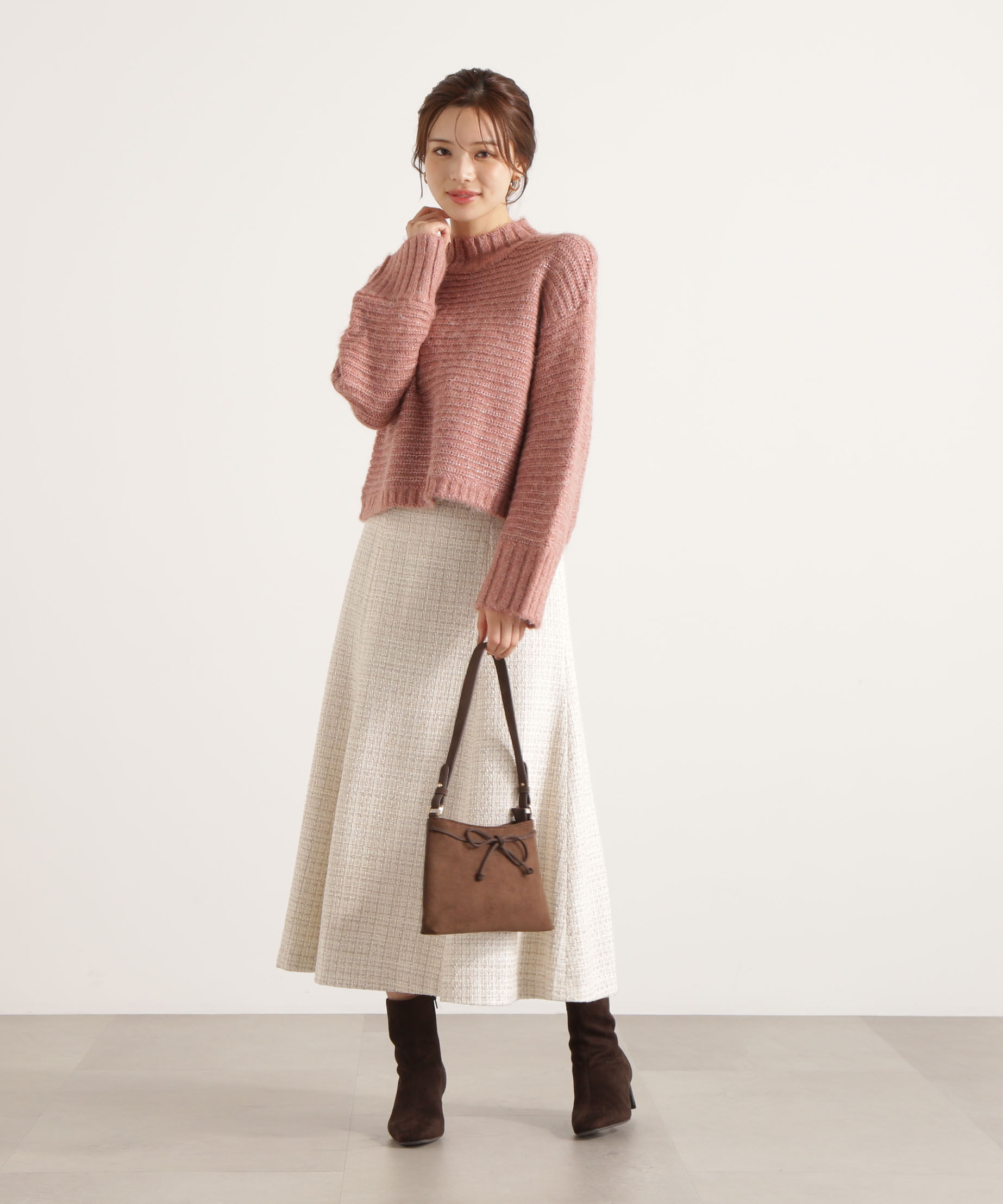 PROPORTION BODY DRESSING「ウールブレンドスタンドカラー畔ニット 25AW」|ニット・セーター|