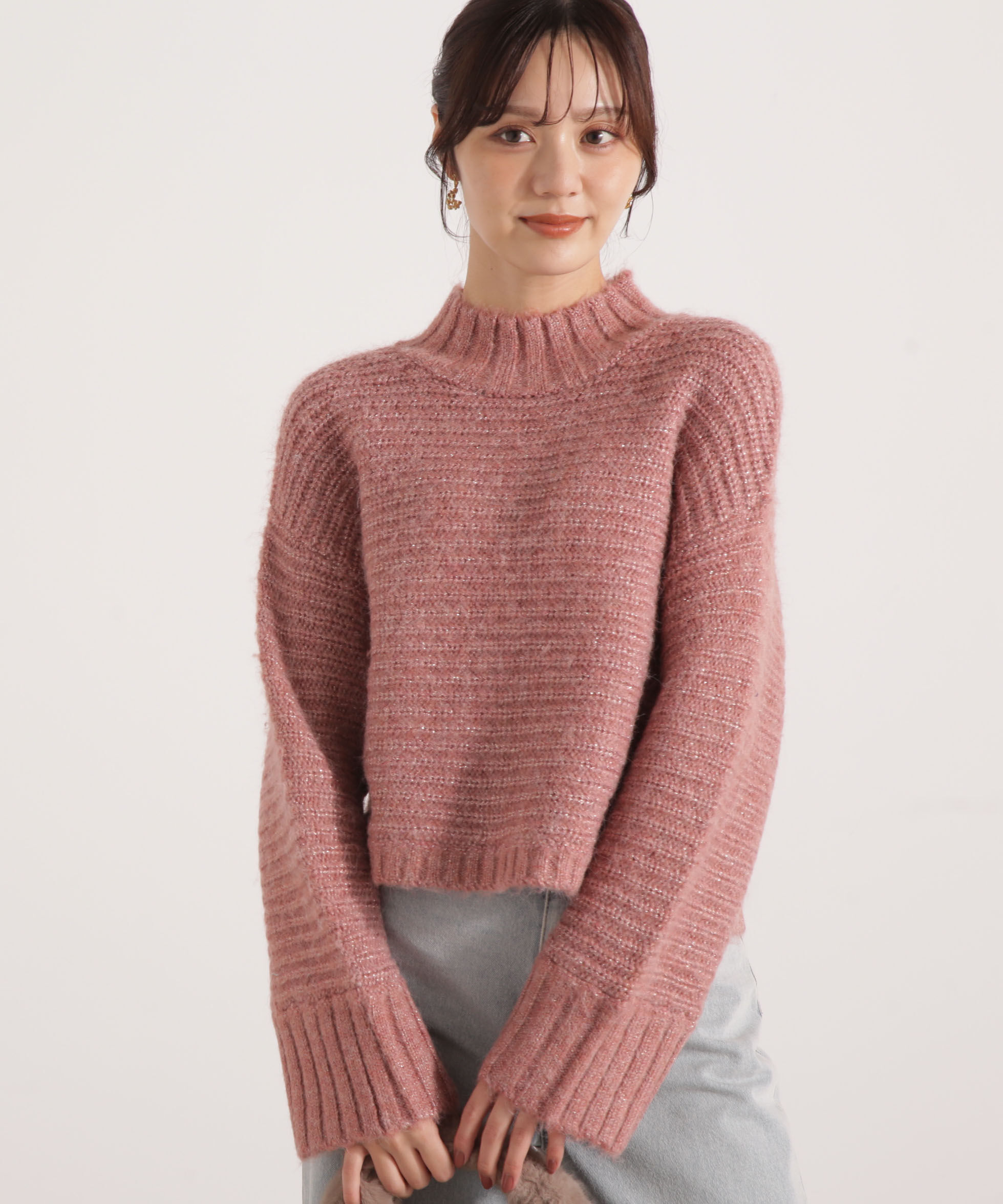 PROPORTION BODY DRESSING「ウールブレンドスタンドカラー畔ニット 25AW」|ニット・セーター|