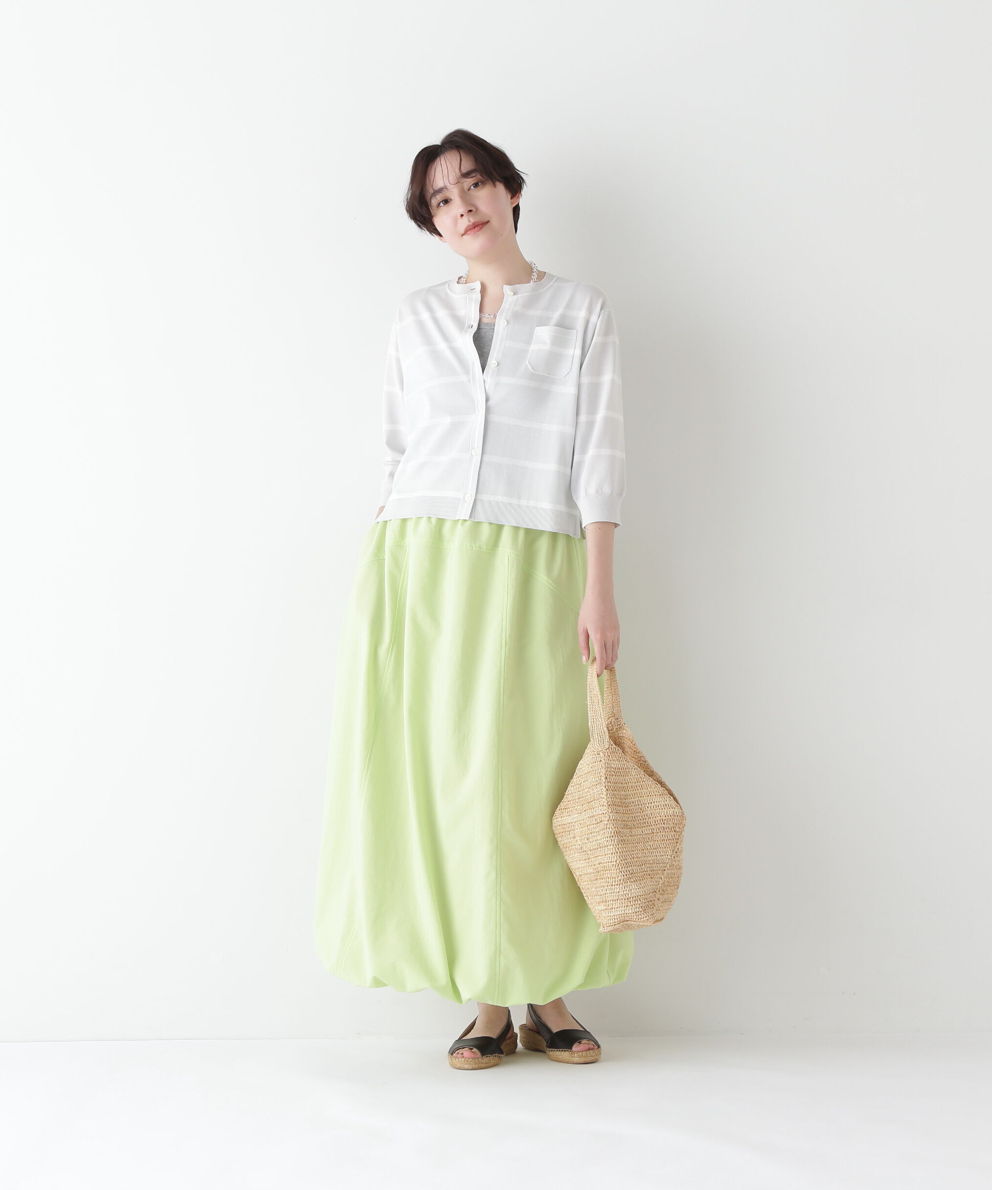  「◆【ウォッシャブル・接触冷感】ランダムボーダーカーディガン」|ニット・セーター|