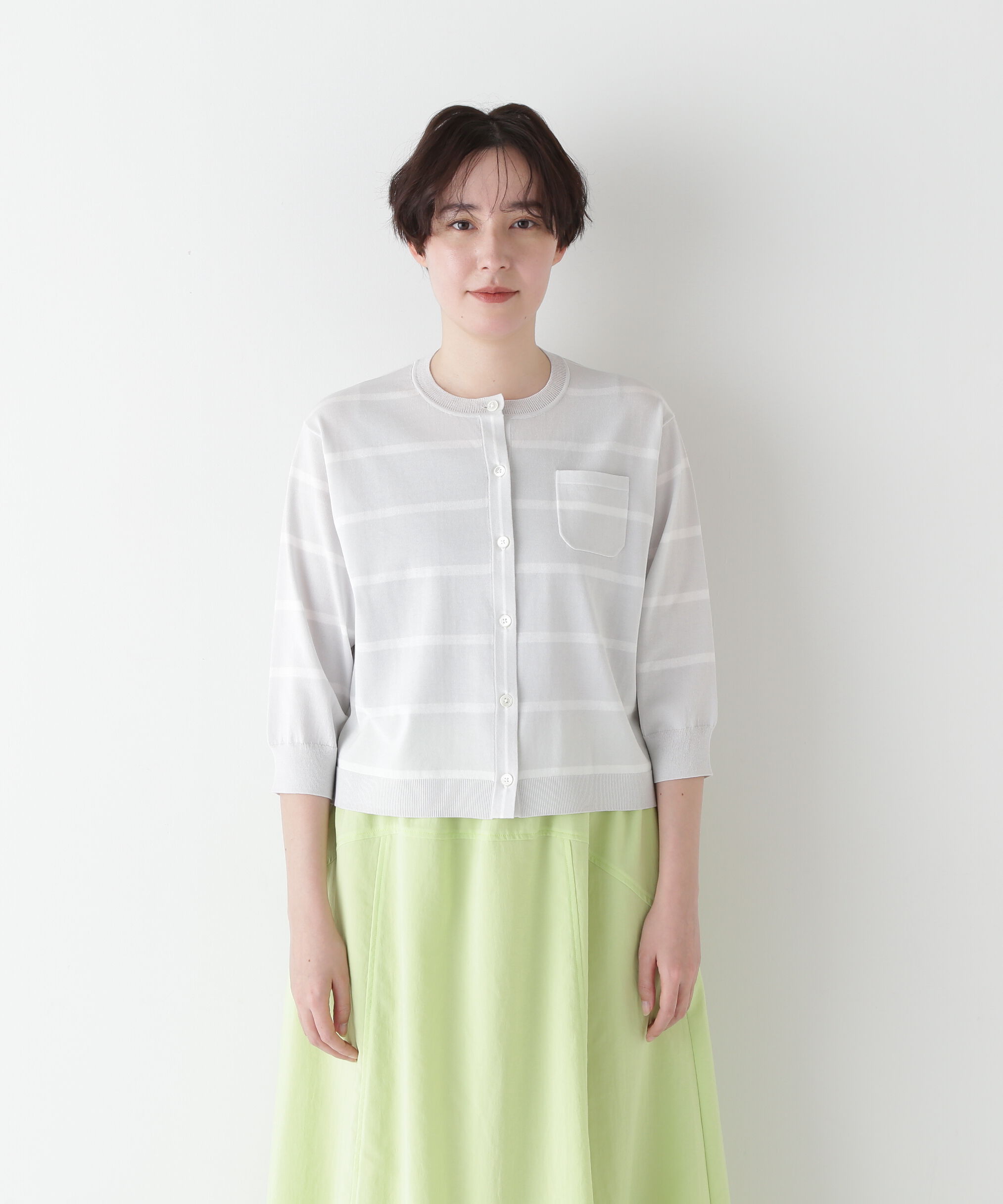  「◆【ウォッシャブル・接触冷感】ランダムボーダーカーディガン」|ニット・セーター|