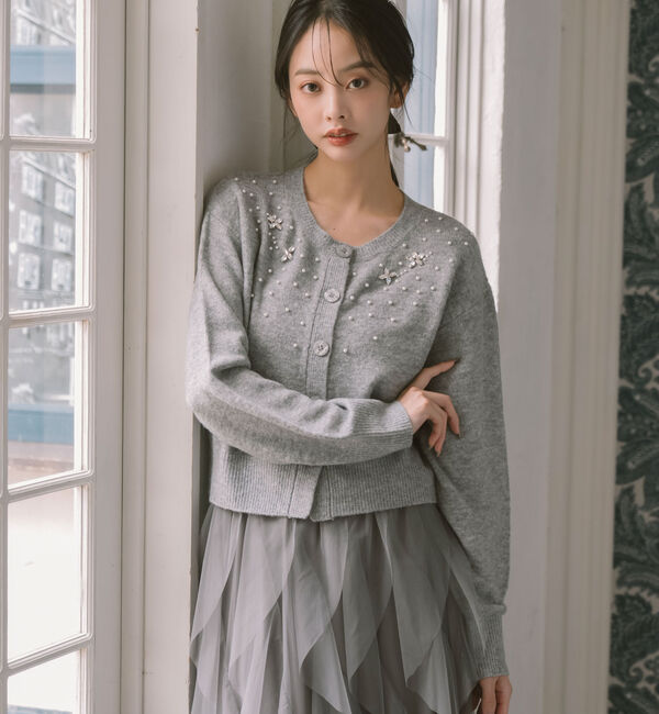 archives「ビジューニットカーディガン」|カーディガン|