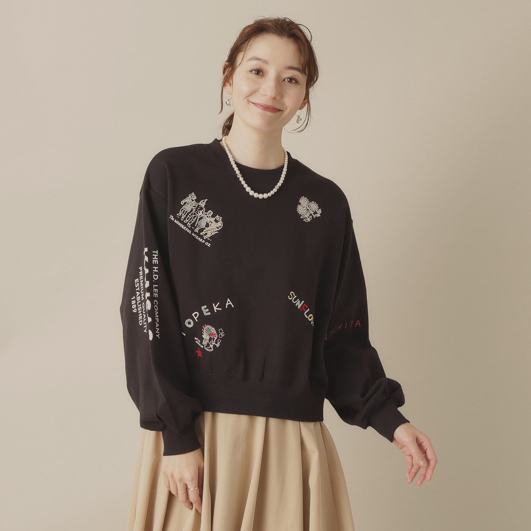 ITS&rsquo;DEMO「Leeエンブロイダリースウェット【洗濯機OK】」|パーカー|チャコールグレー(0