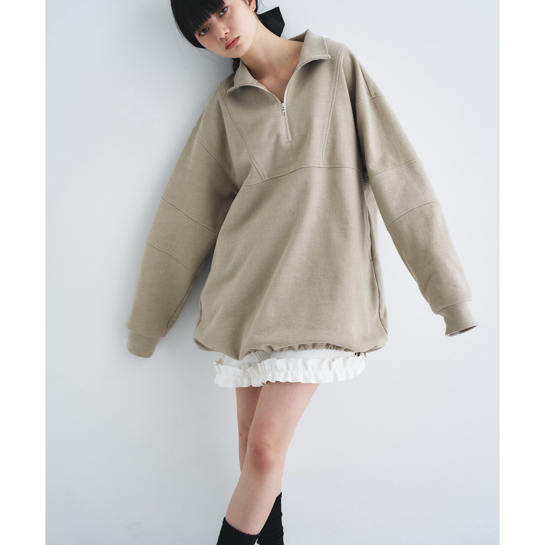 CODE A「half zip sweat mini dress」|パーカー|