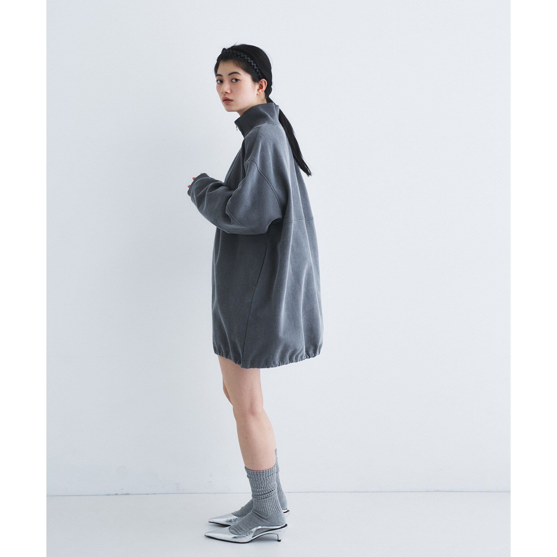 CODE A「half zip sweat mini dress」|パーカー|