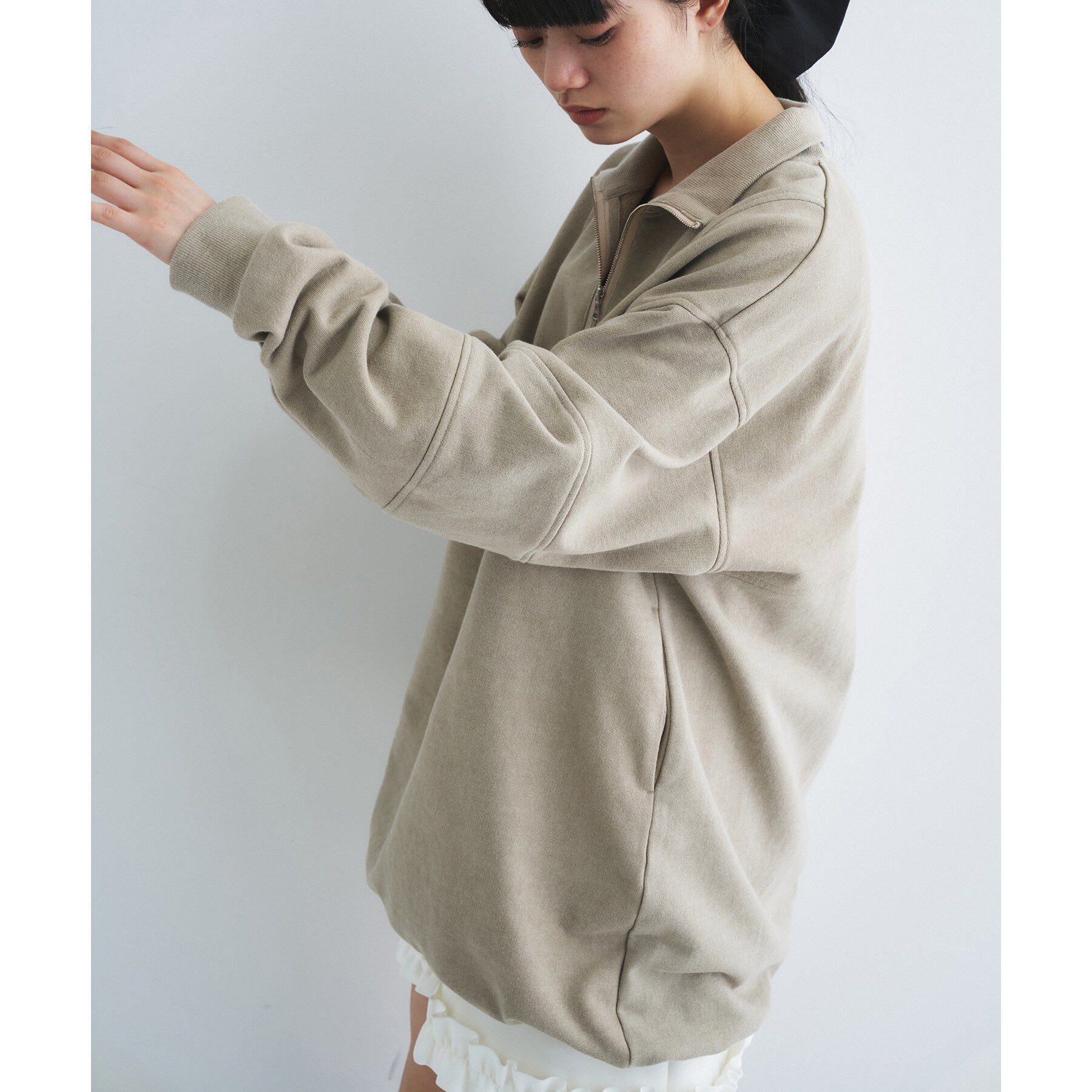 CODE A「half zip sweat mini dress」|パーカー|