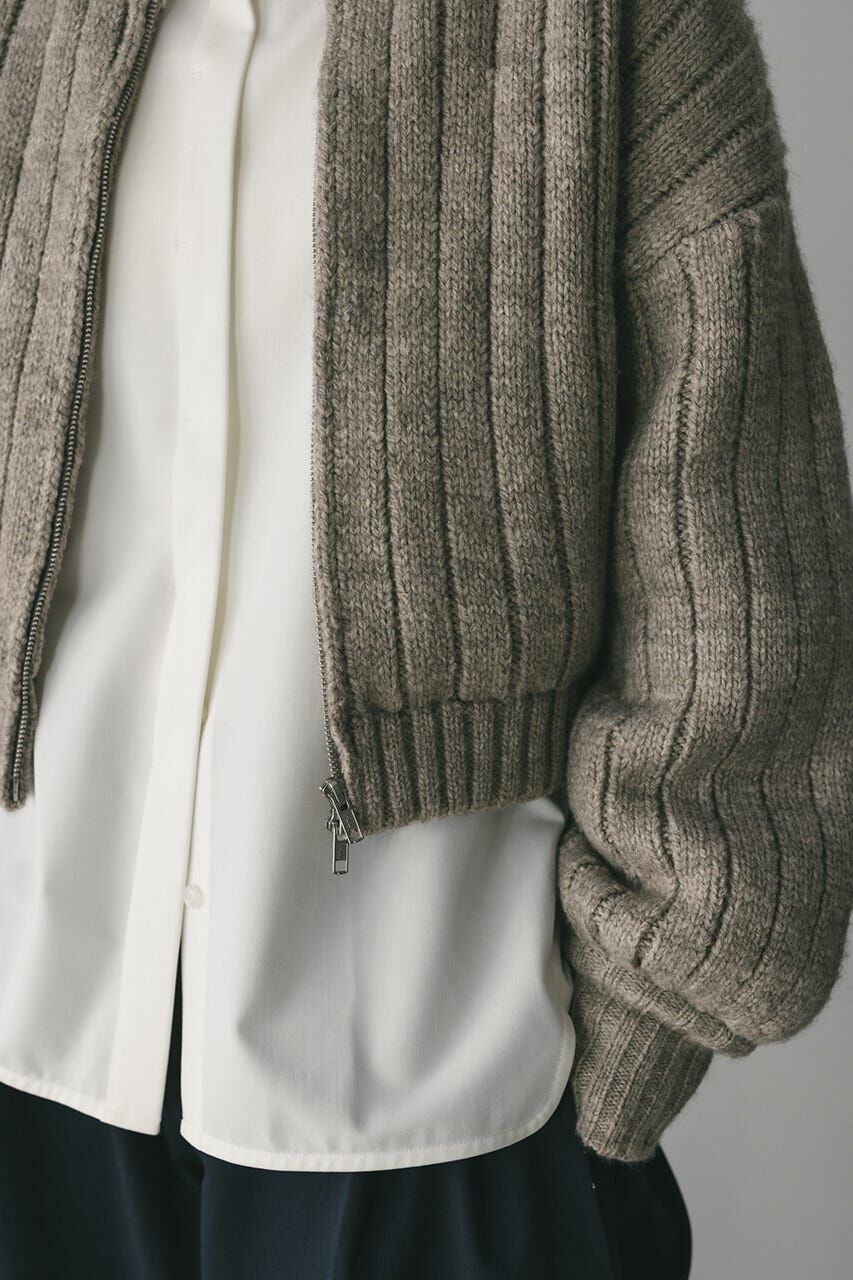 STYLEMIXER「パッファーニットジップカーデ」|カーディガン|